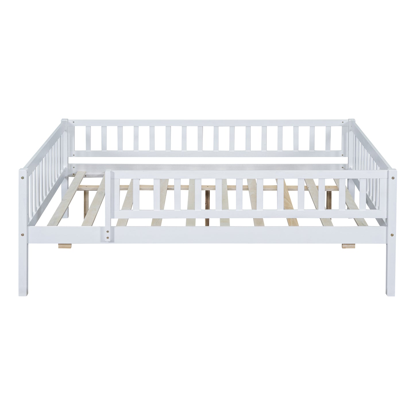 White wooden daybed frame with slatted base