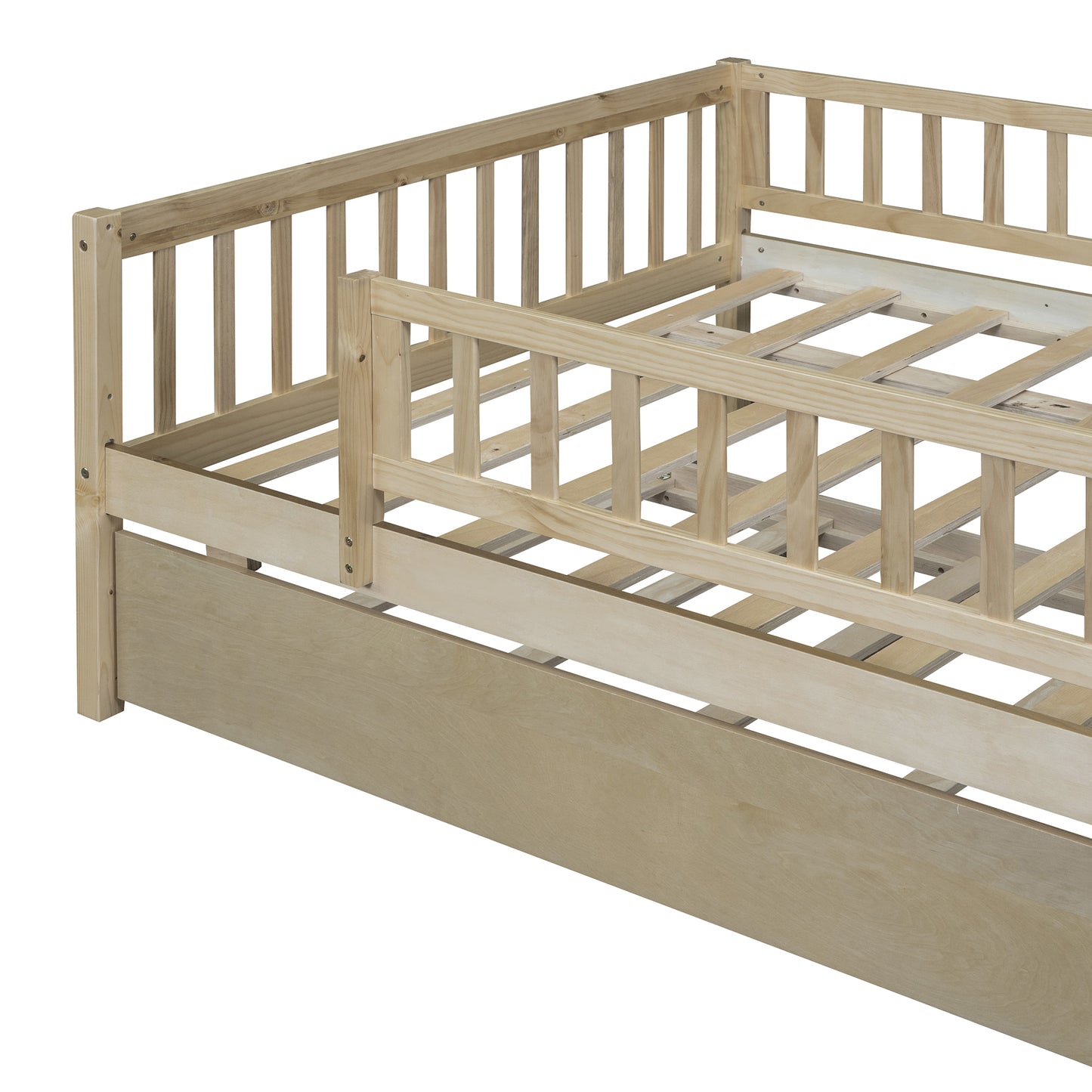 Natural pine wood daybed frame with slatted base