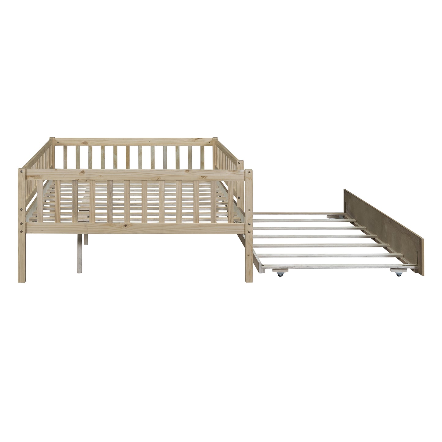 Natural wood twin daybed with pullout trundle