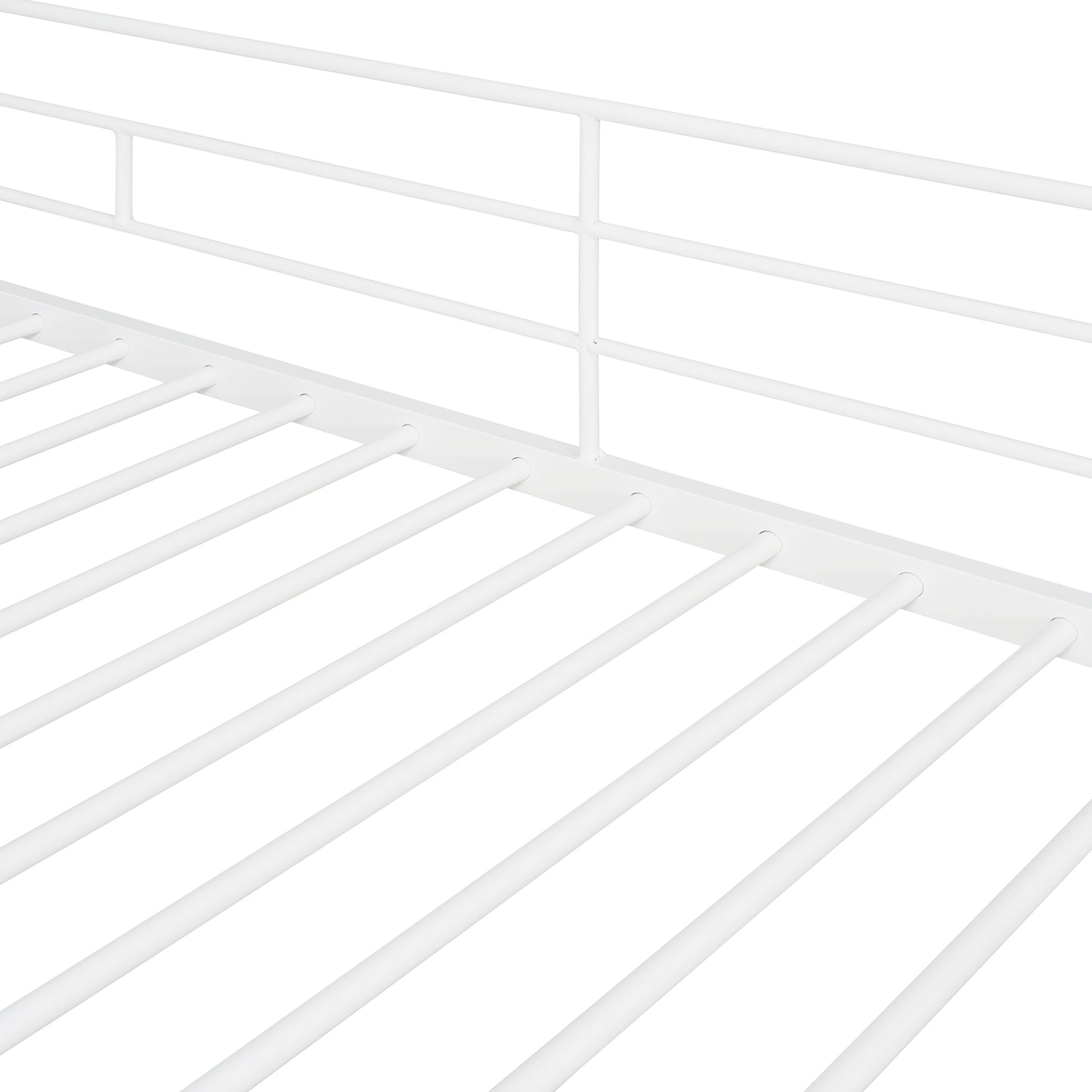 White metal bed frame slats