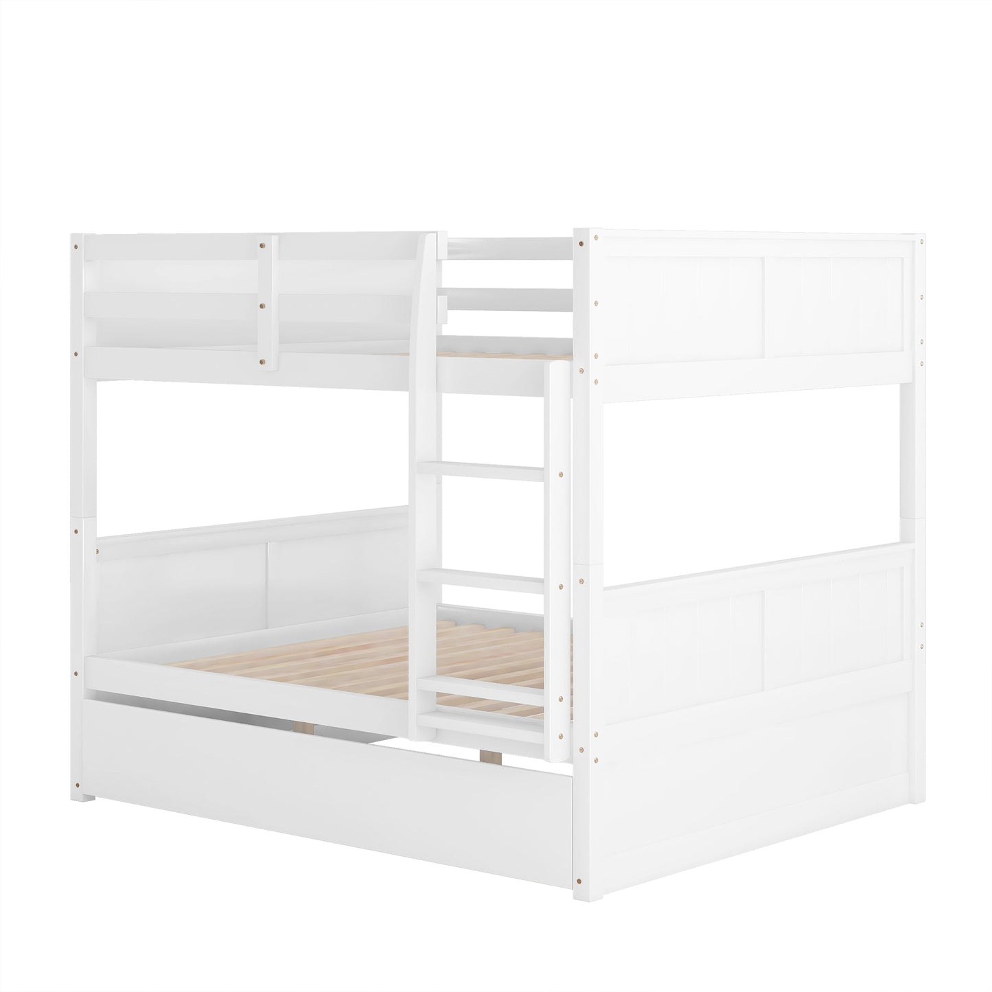 White wooden bunk bed with integrated ladder ideal for kids bedrooms