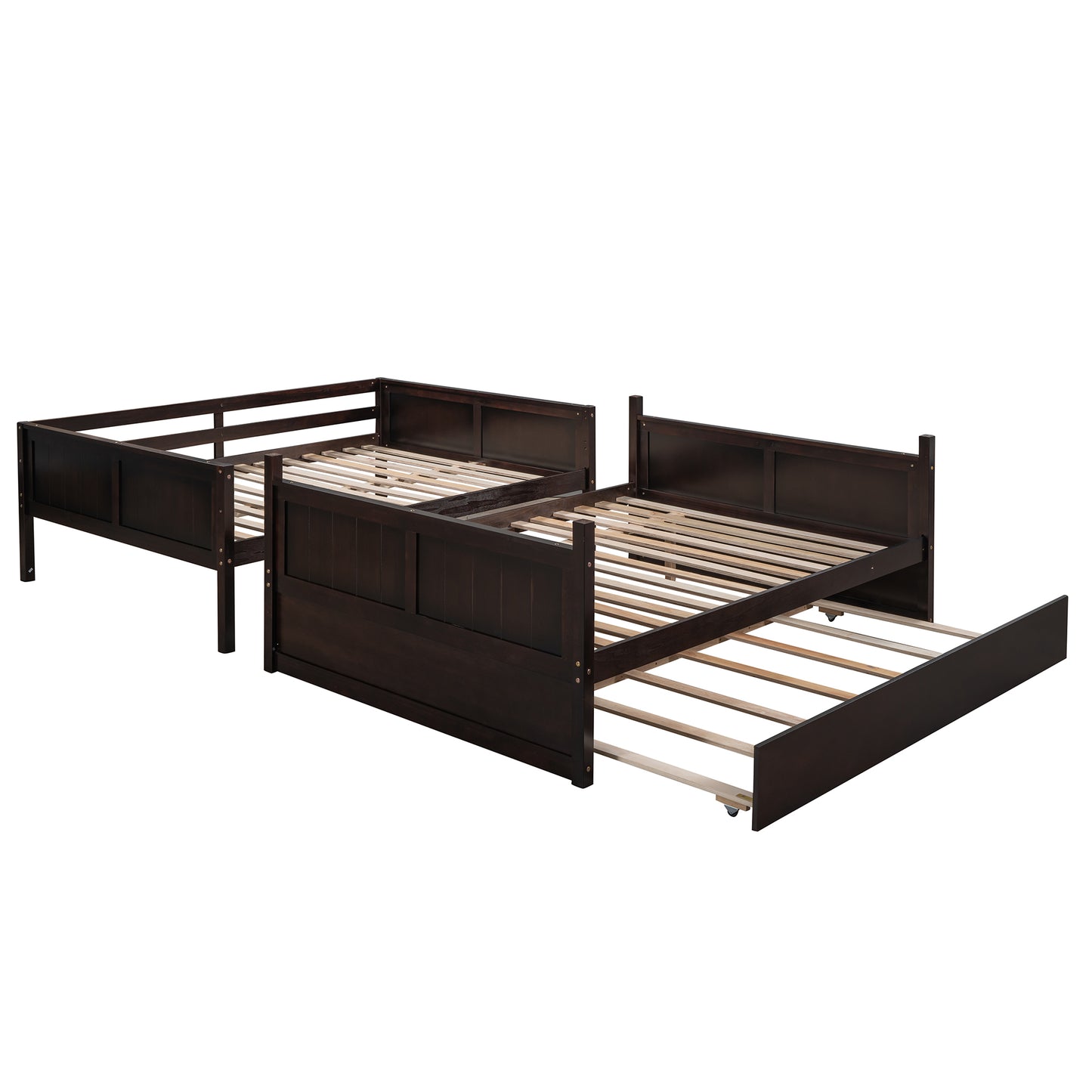 Dark brown wood twin daybed with pullout trundle