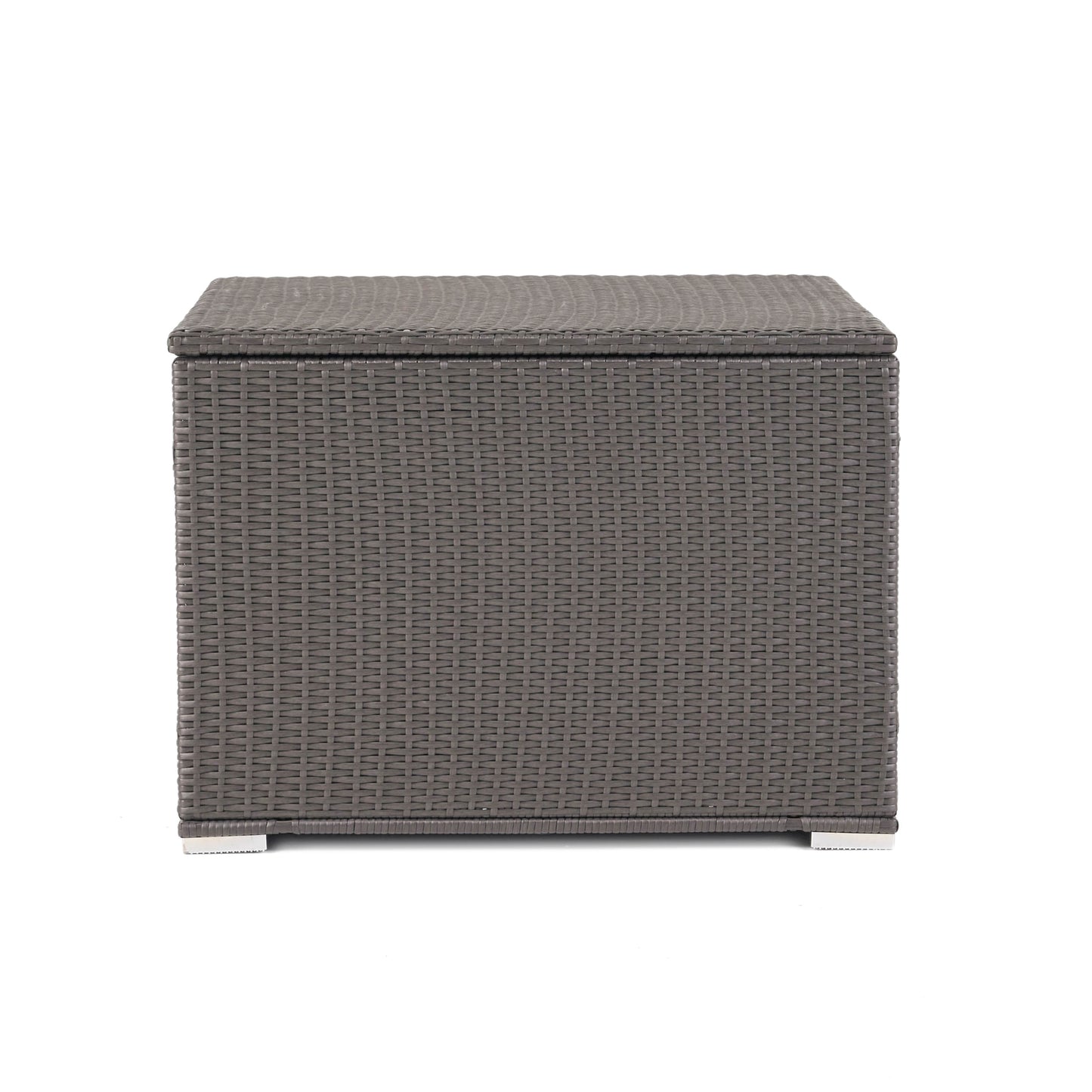 Dark grey wicker storage ottoman with lid