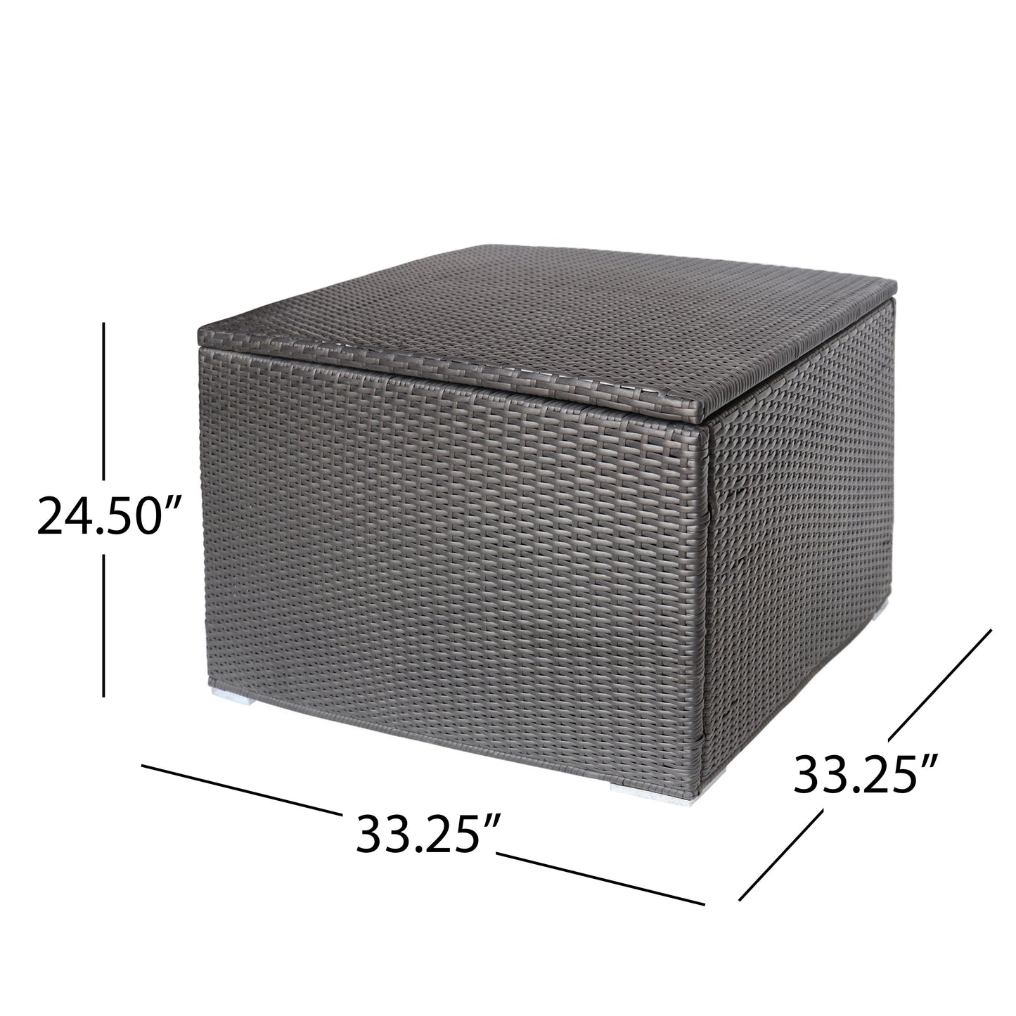 Gray rattan storage ottoman with lifttop lid