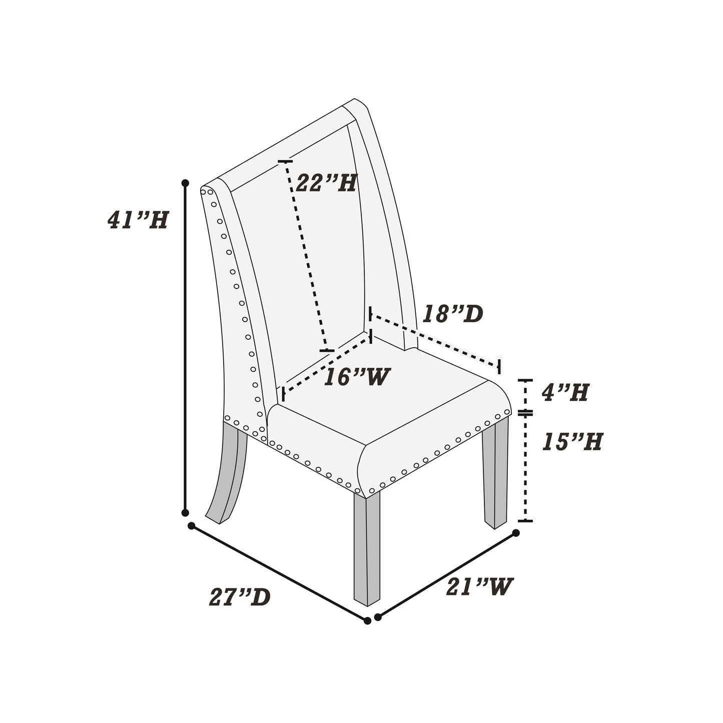 Dining chair dimensions H x D x W