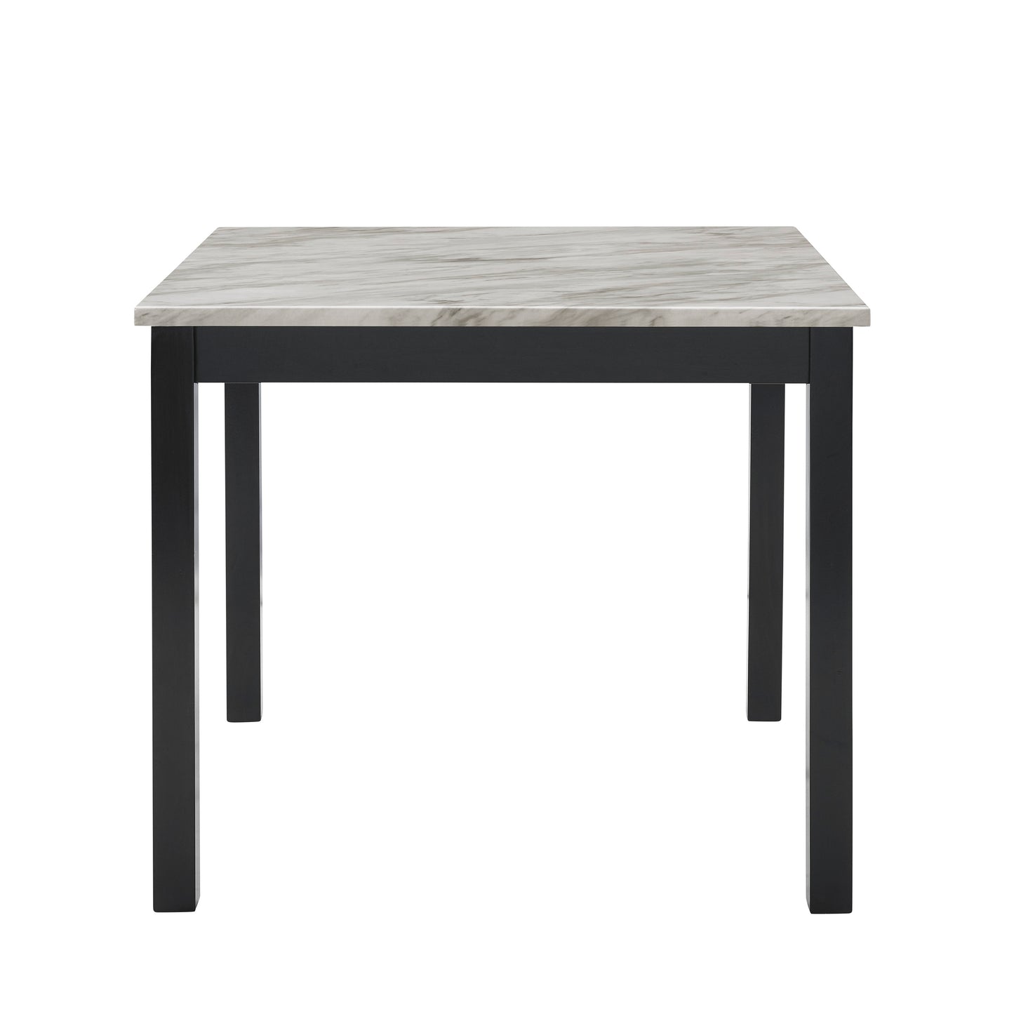 Square marble top dining table with black wooden legs