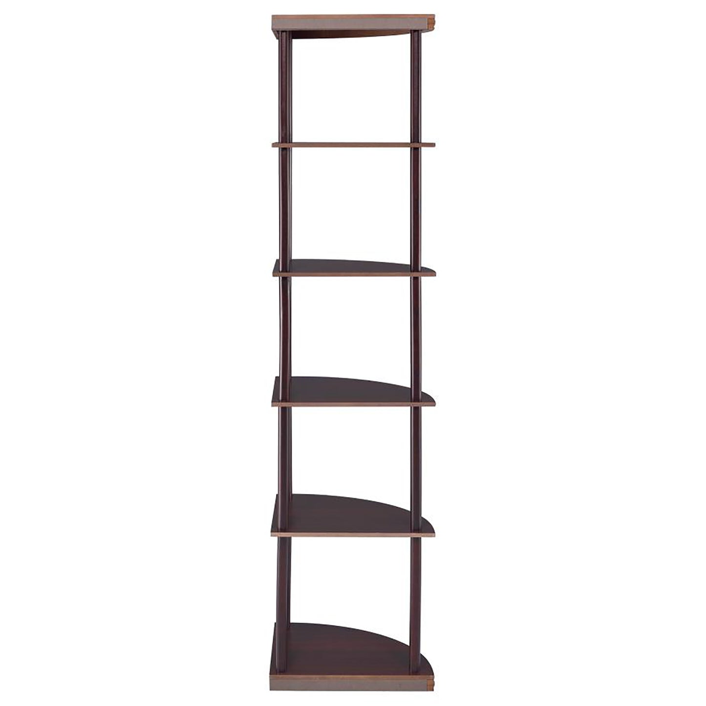 Dark wood fivetier corner shelf unit