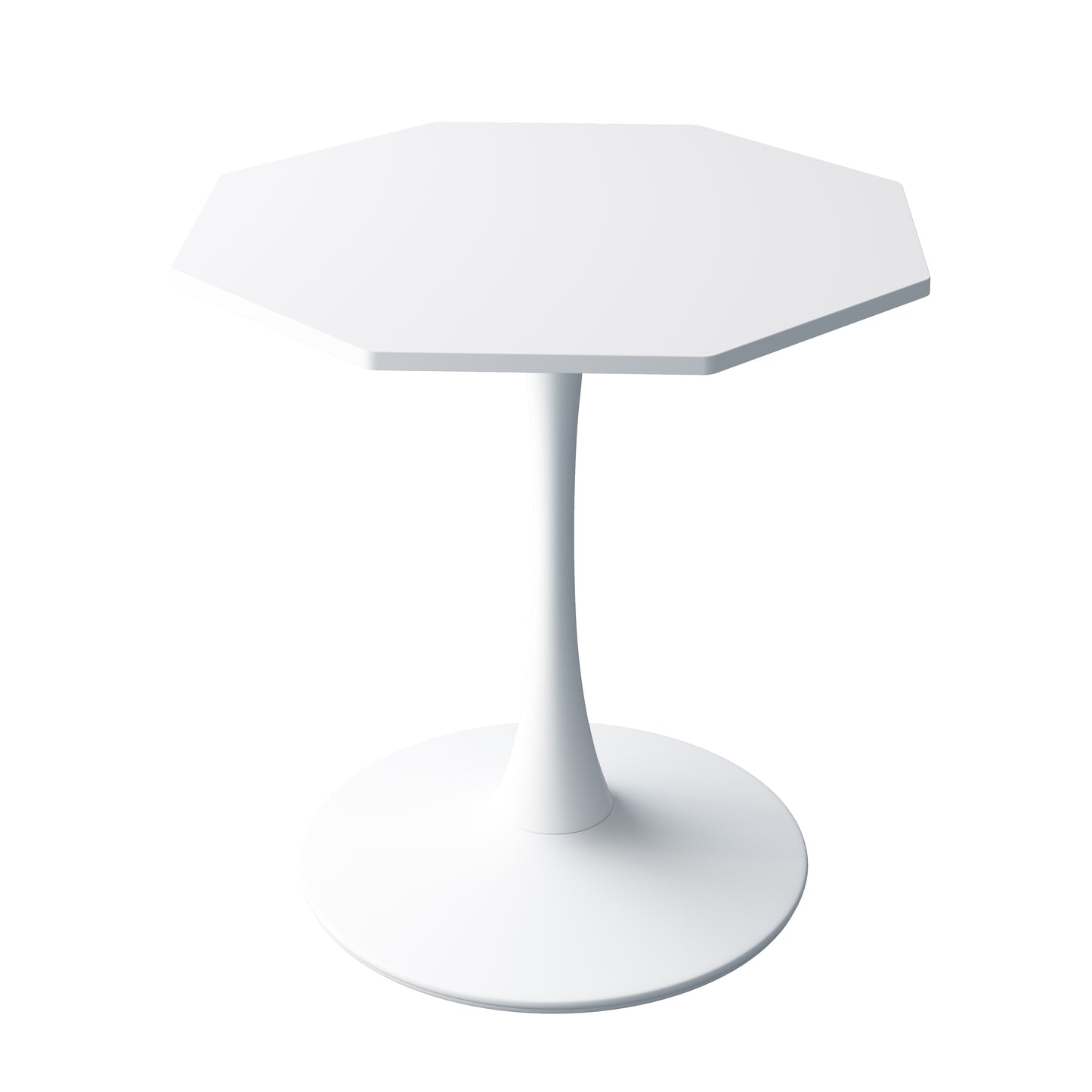 White octagon pedestal table with sleek modern design
