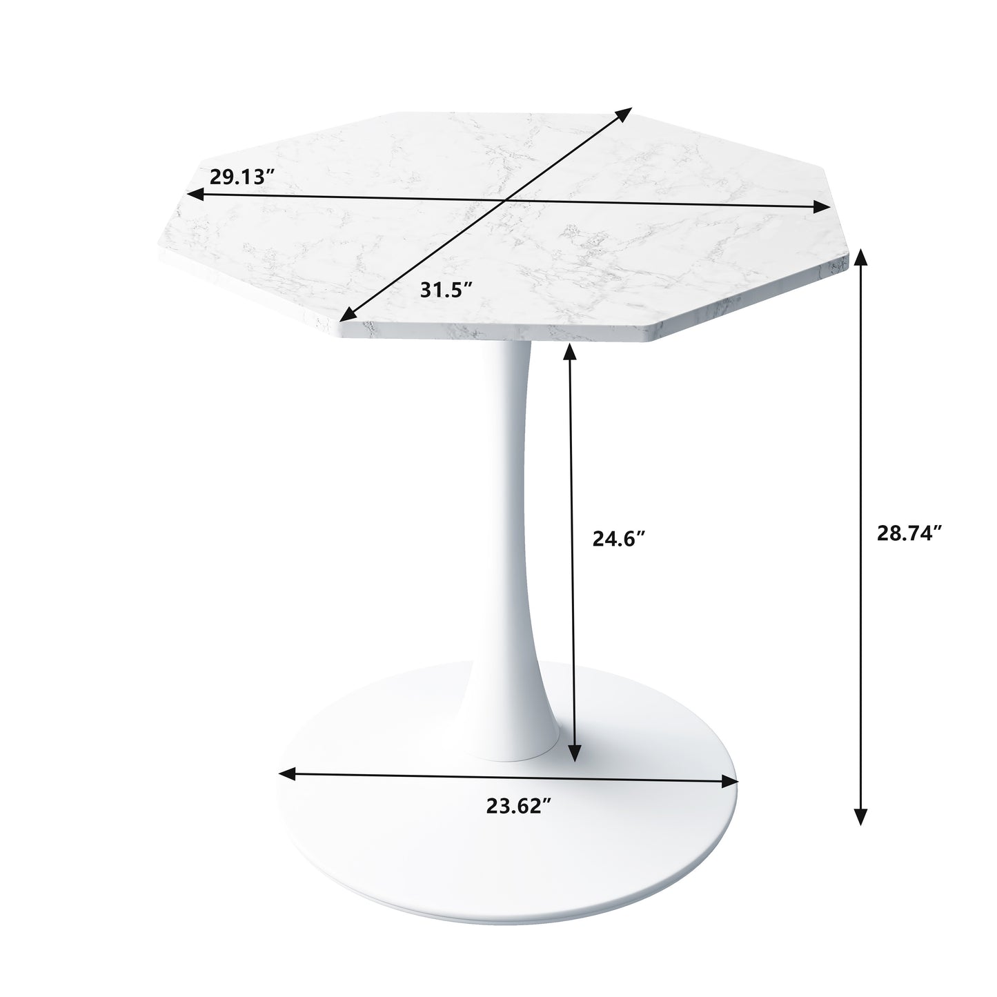 White marble pedestal dining table
