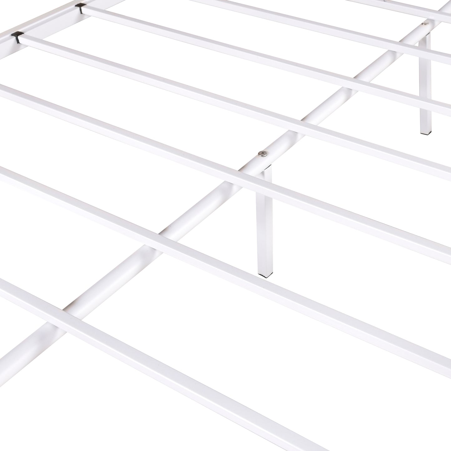 White metal bed frame slats