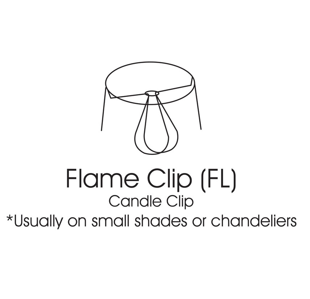 Illustration of a flame clip candle holder designed for small shades or chandeliers