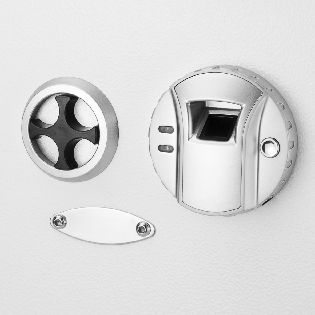 Silver fingerprint scanner for home security