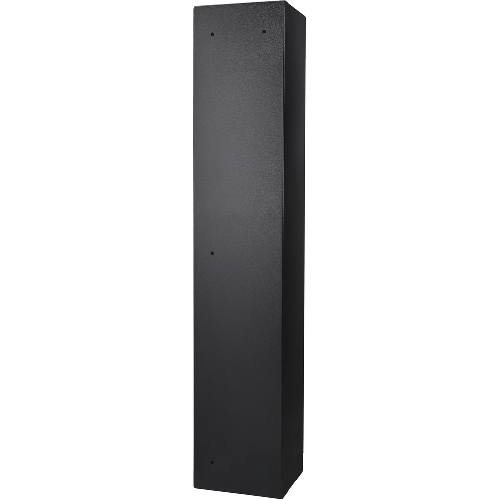 Tall black metal safe with textured finish