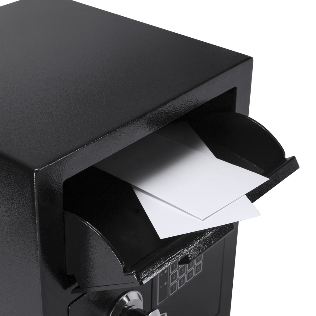 Black digital safe with money slot and keypad