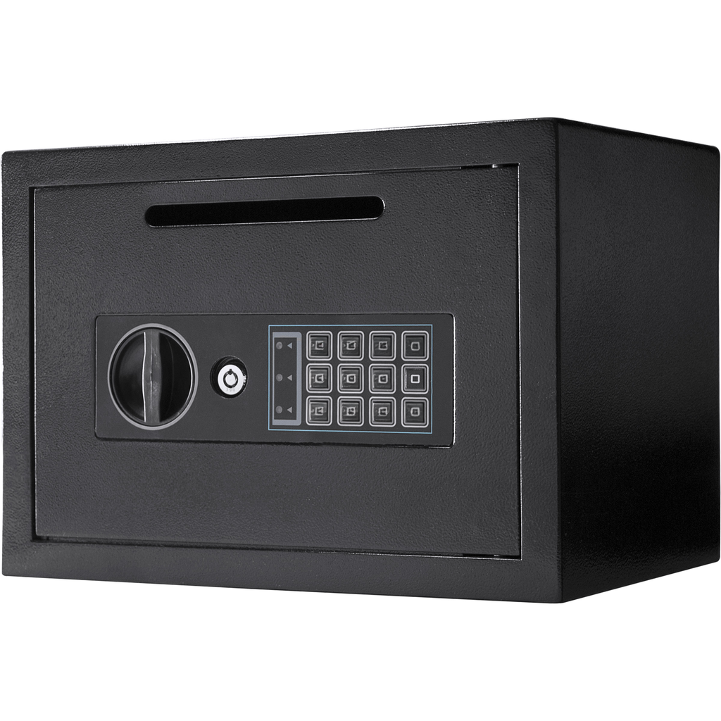 Black digital keypad safe with coin slot for home security