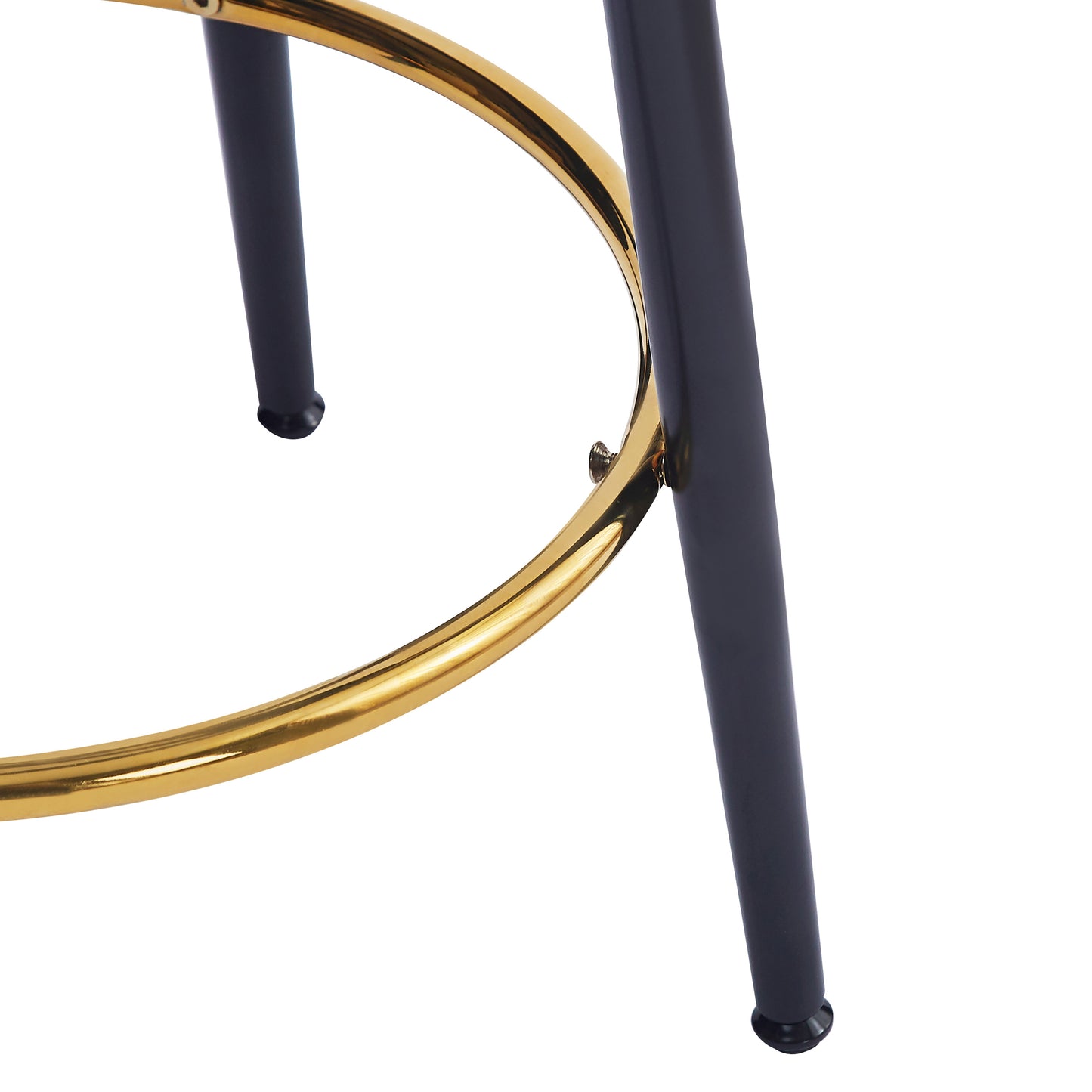 Black metal bar stool legs with gold footrest ring