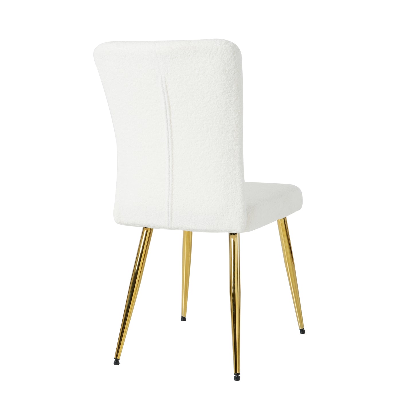 White teddy fabric accent chair with gold metal legs