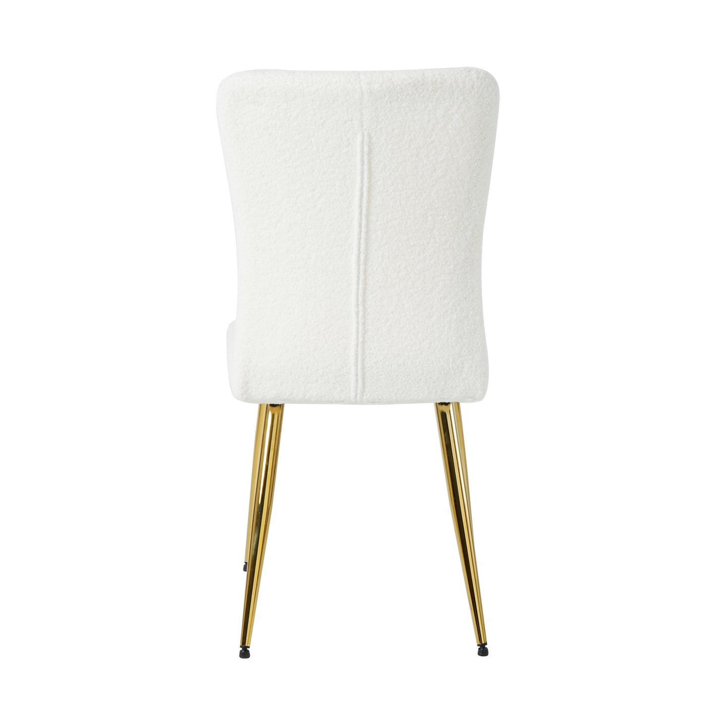 White boucle dining chair with gold legs