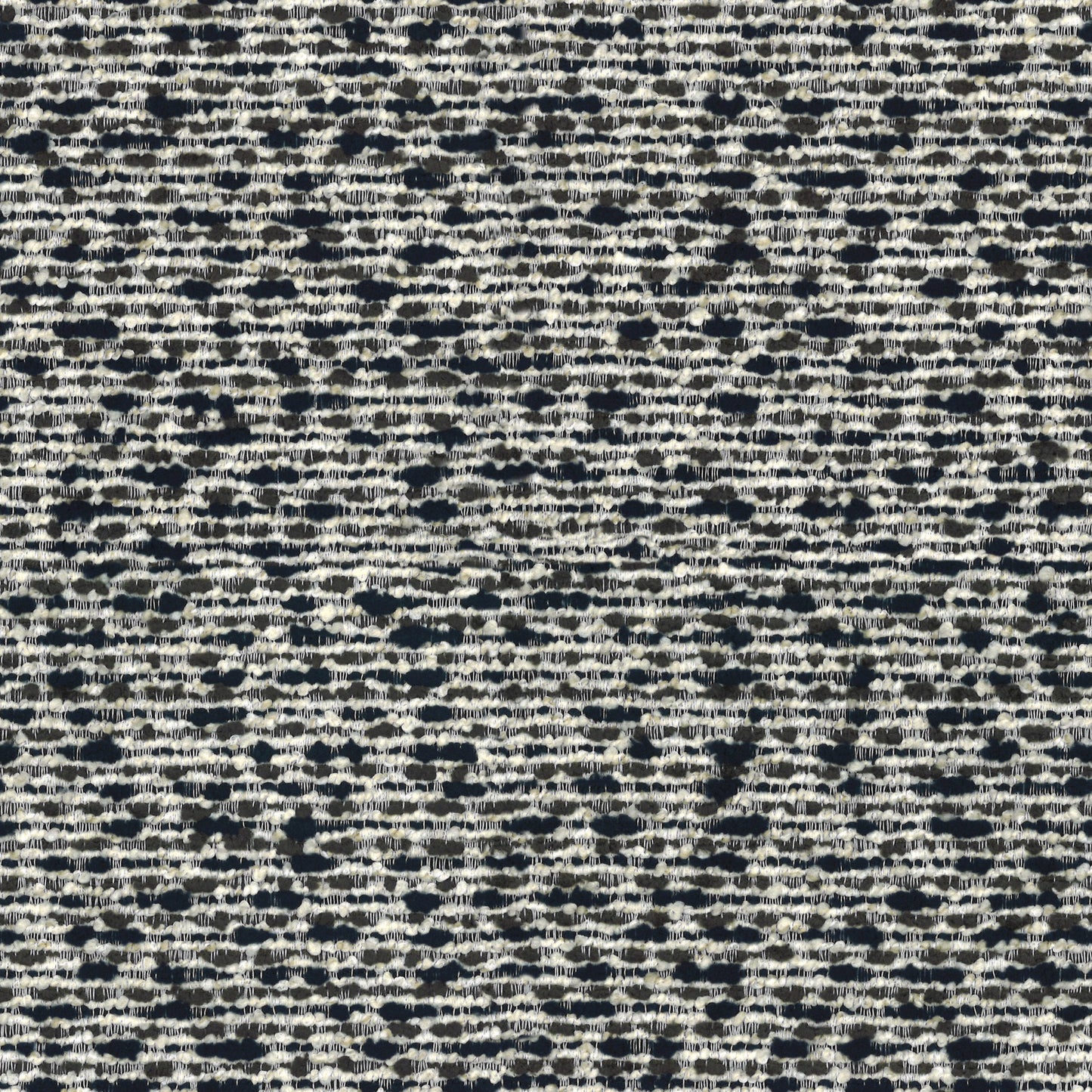 Textured tweed fabric in black white and grey with horizontal ribbed detail