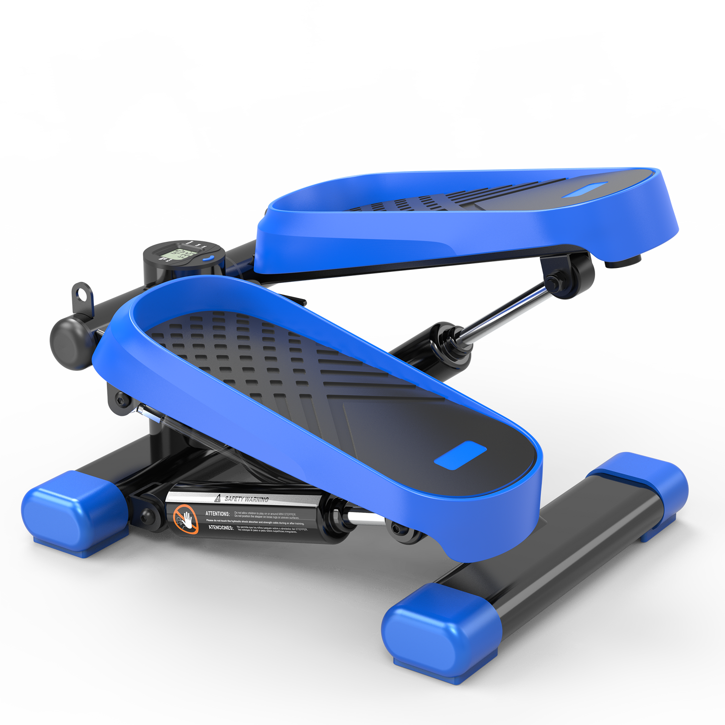 Compact blue and black mini stepper with LCD display for home workouts