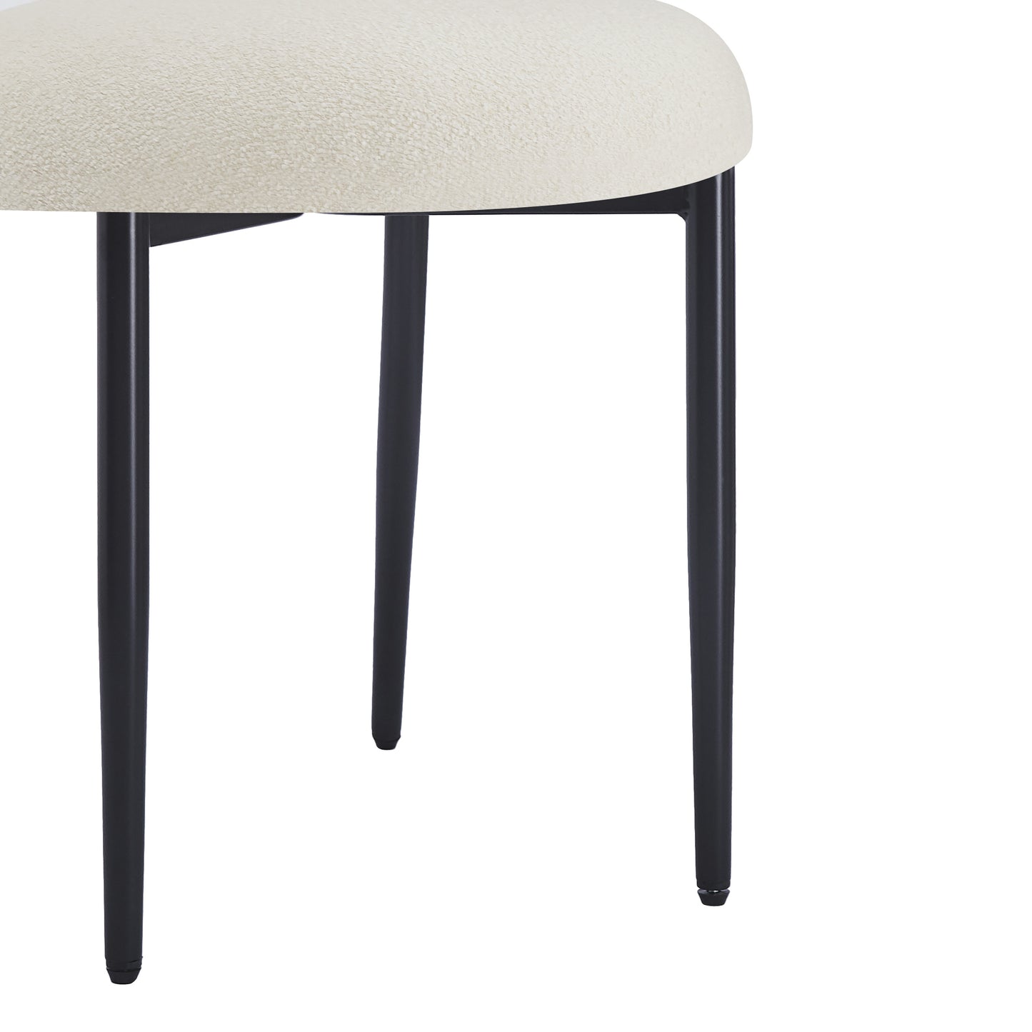 Textured boucle fabric stool with black tapered legs