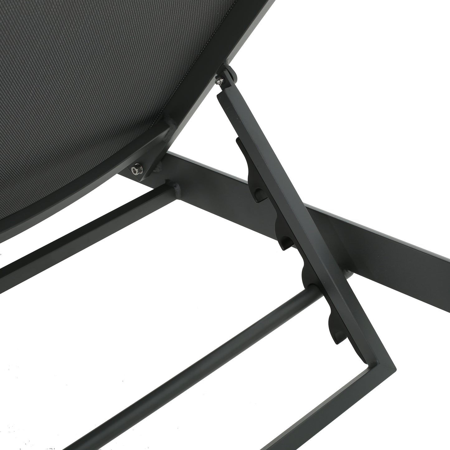 Black metal frame detail on adjustable recliner