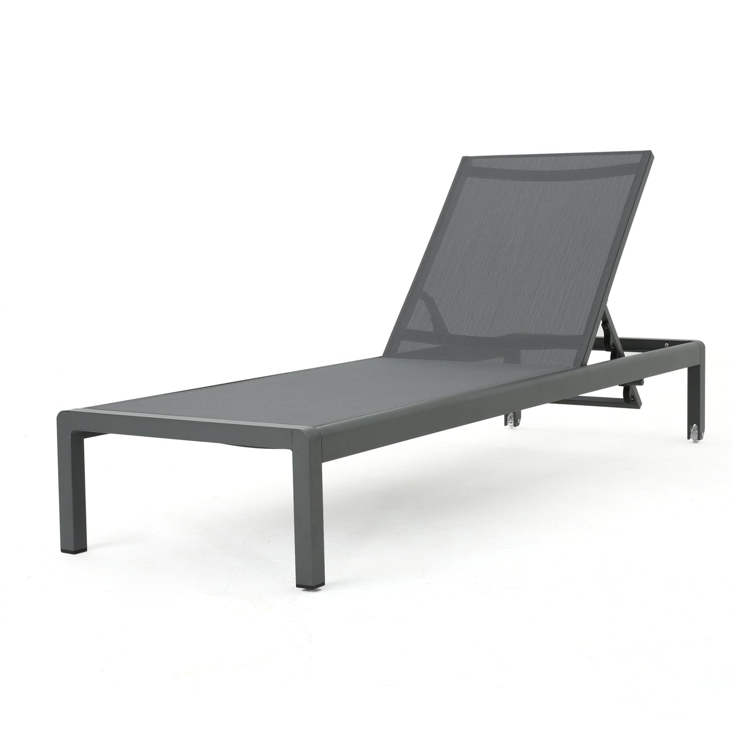 Modern grey aluminum chaise lounge with adjustable back