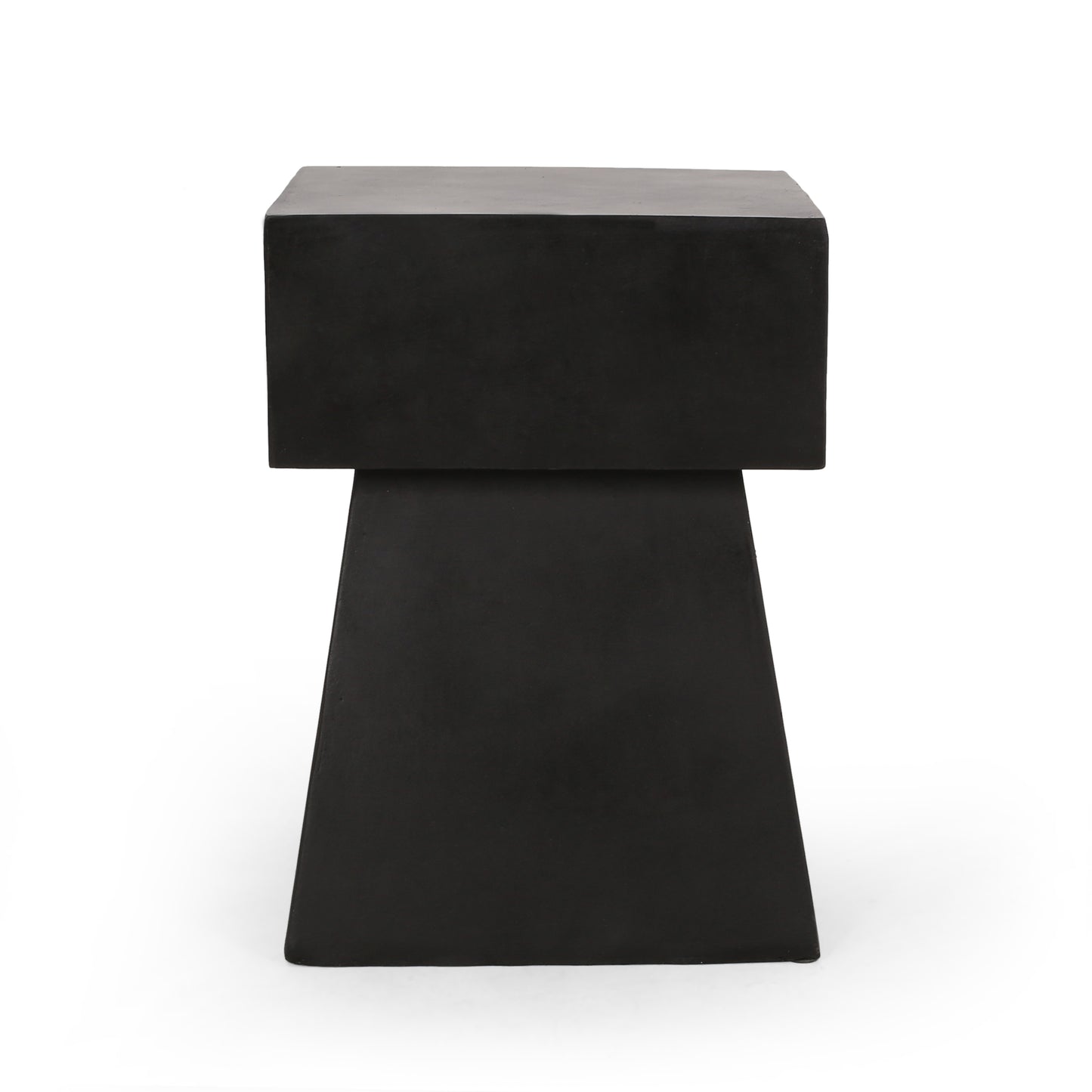 Modern black concrete side table with geometric design
