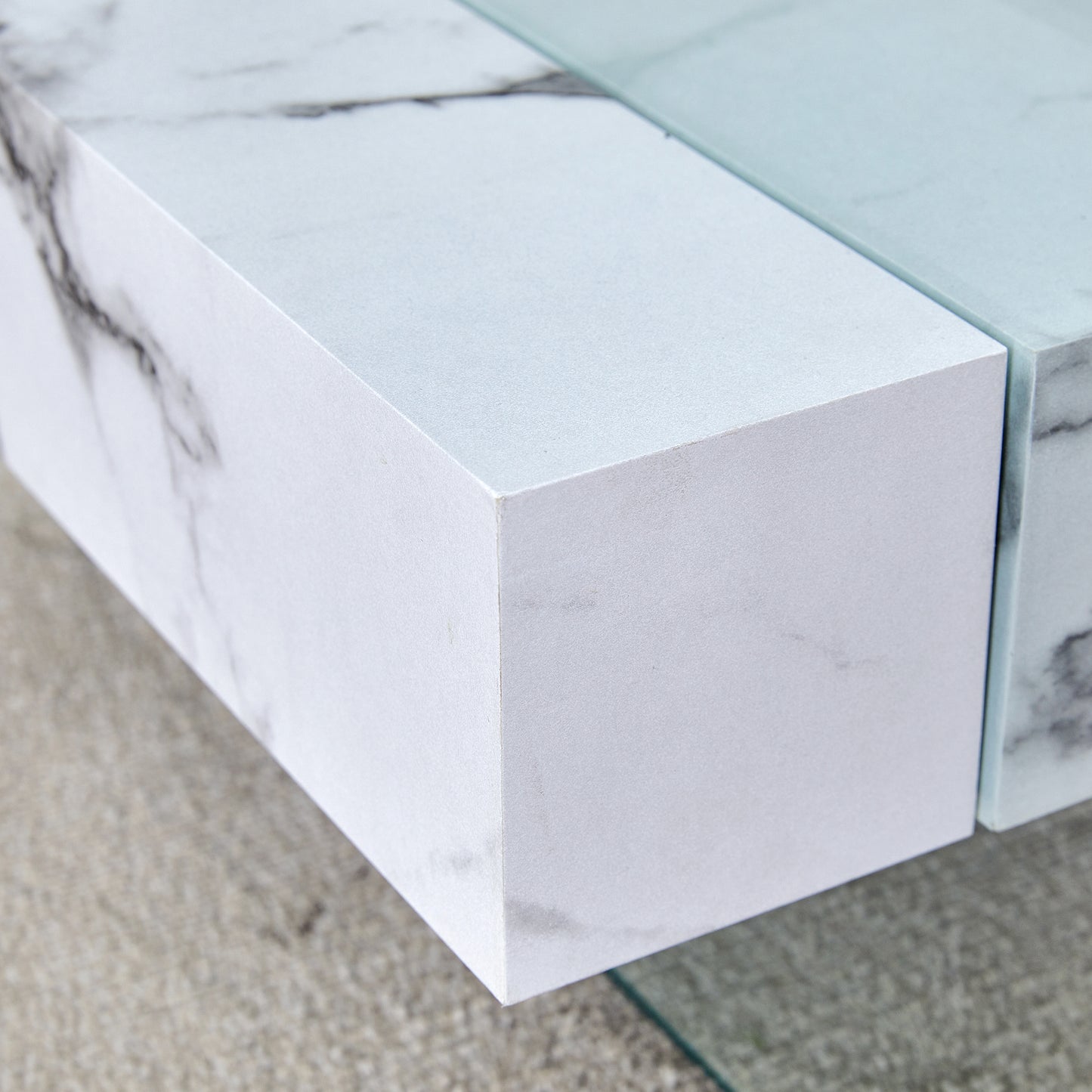 Modern marble effect coffee table side panel