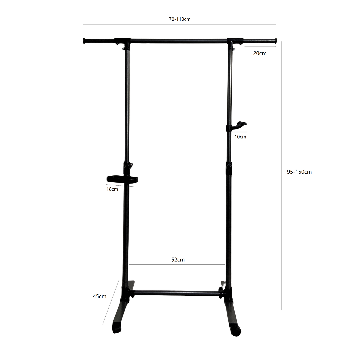 Black adjustable garment rack with wheels