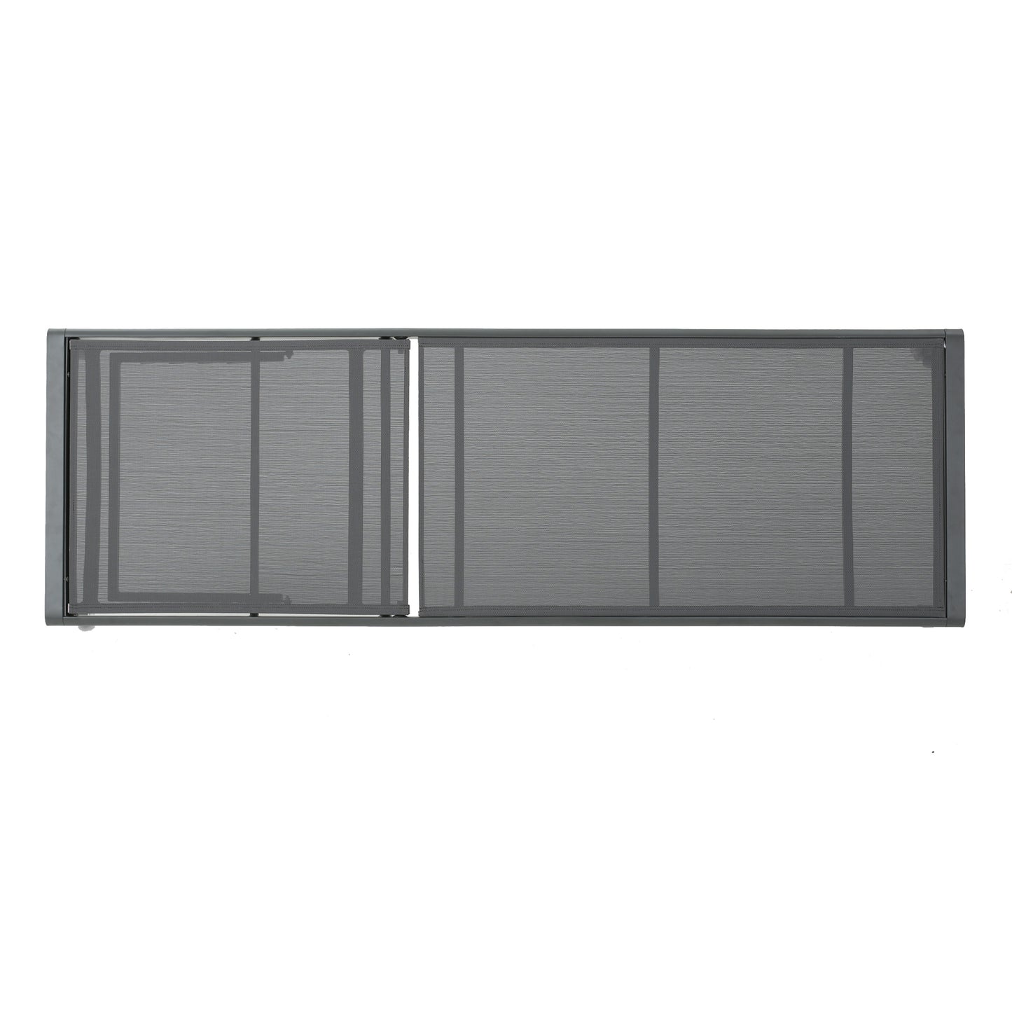 Modern grey mesh privacy screen with aluminum frame