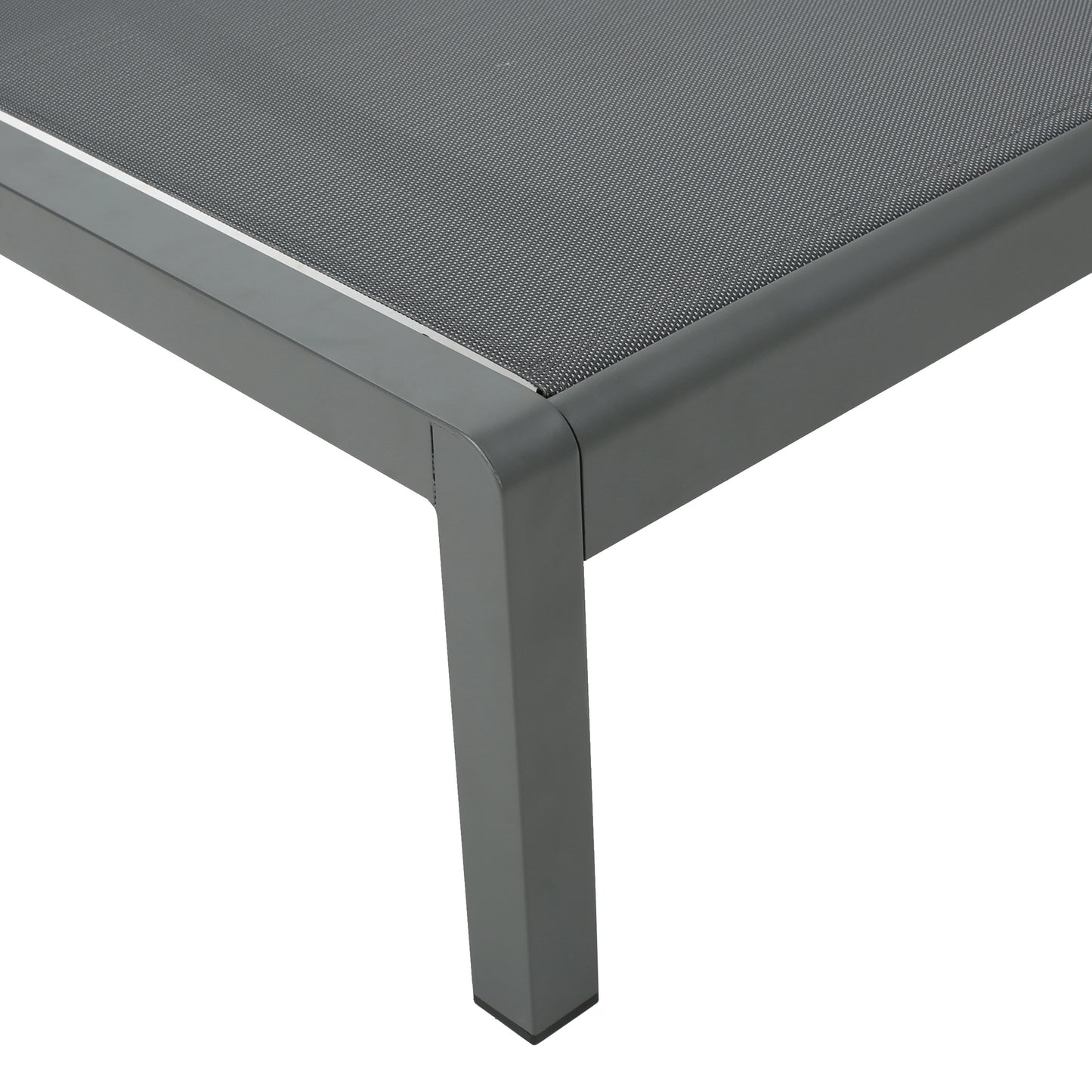 Gray mesh outdoor chair seat with aluminum frame