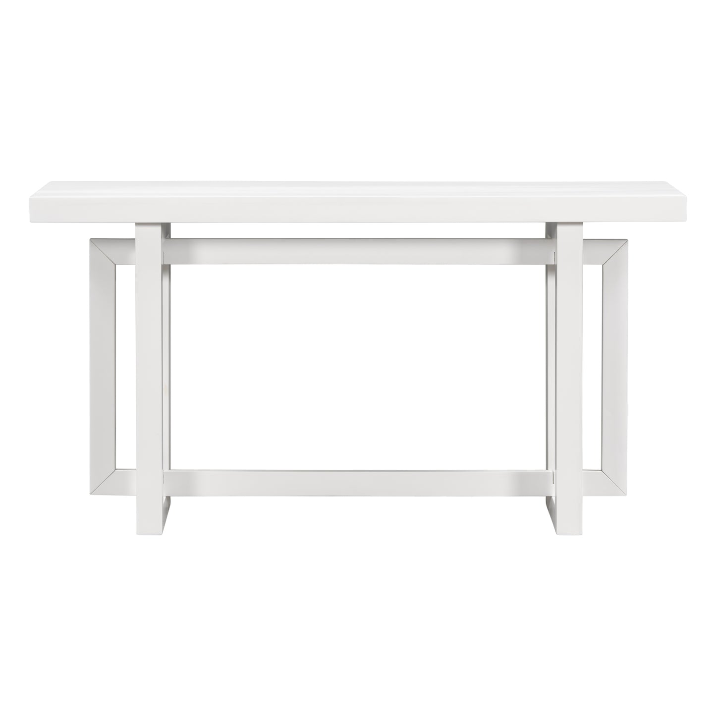Modern white console table with minimalist geometric leg design
