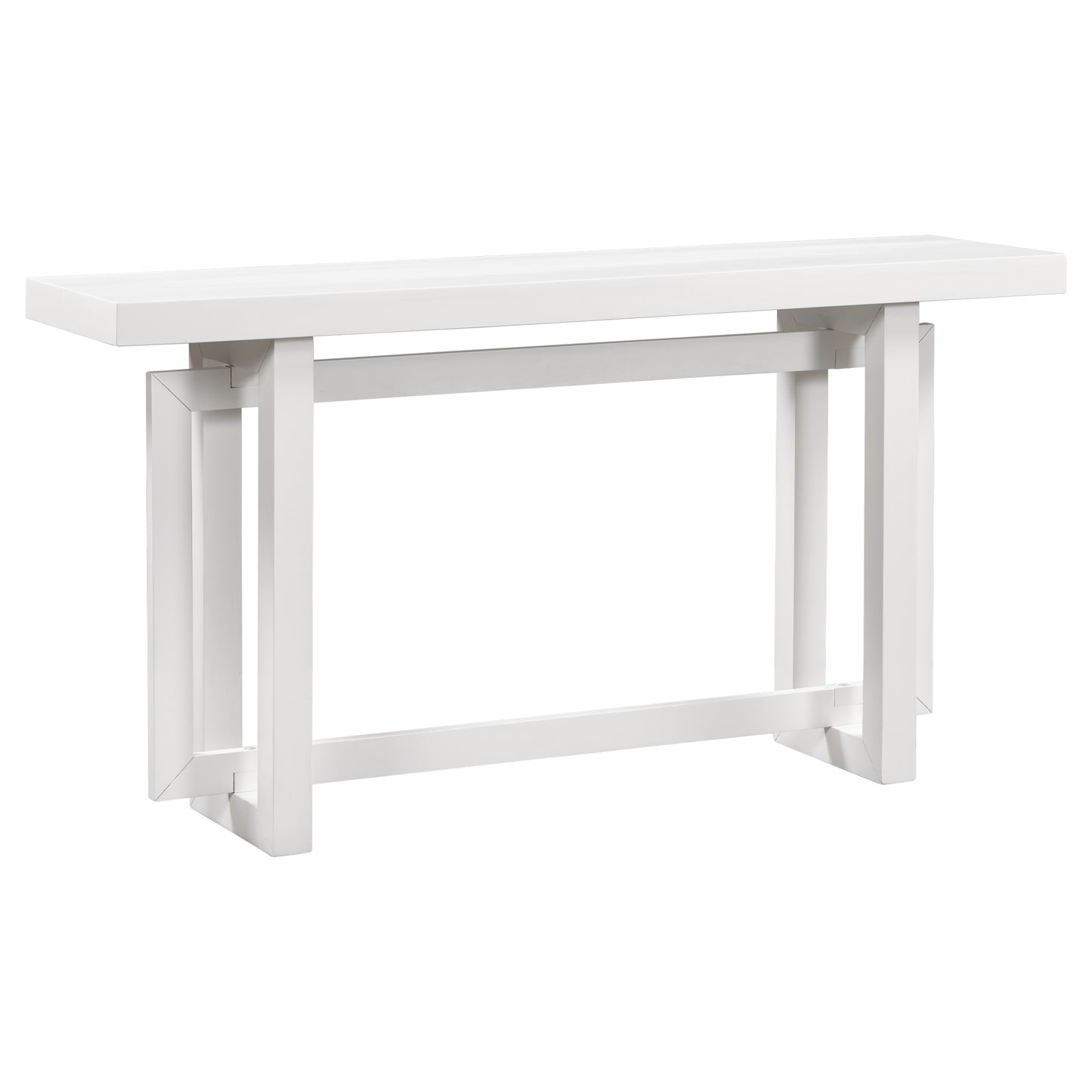 Modern white entryway console table with geometric legs