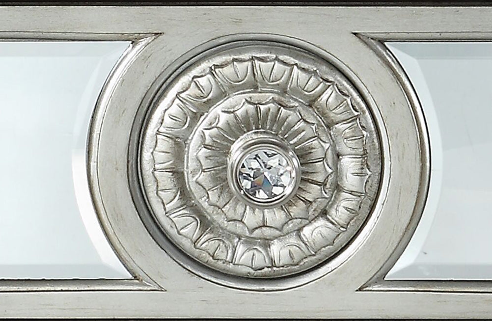 Antique silver drawer pull with crystal accent