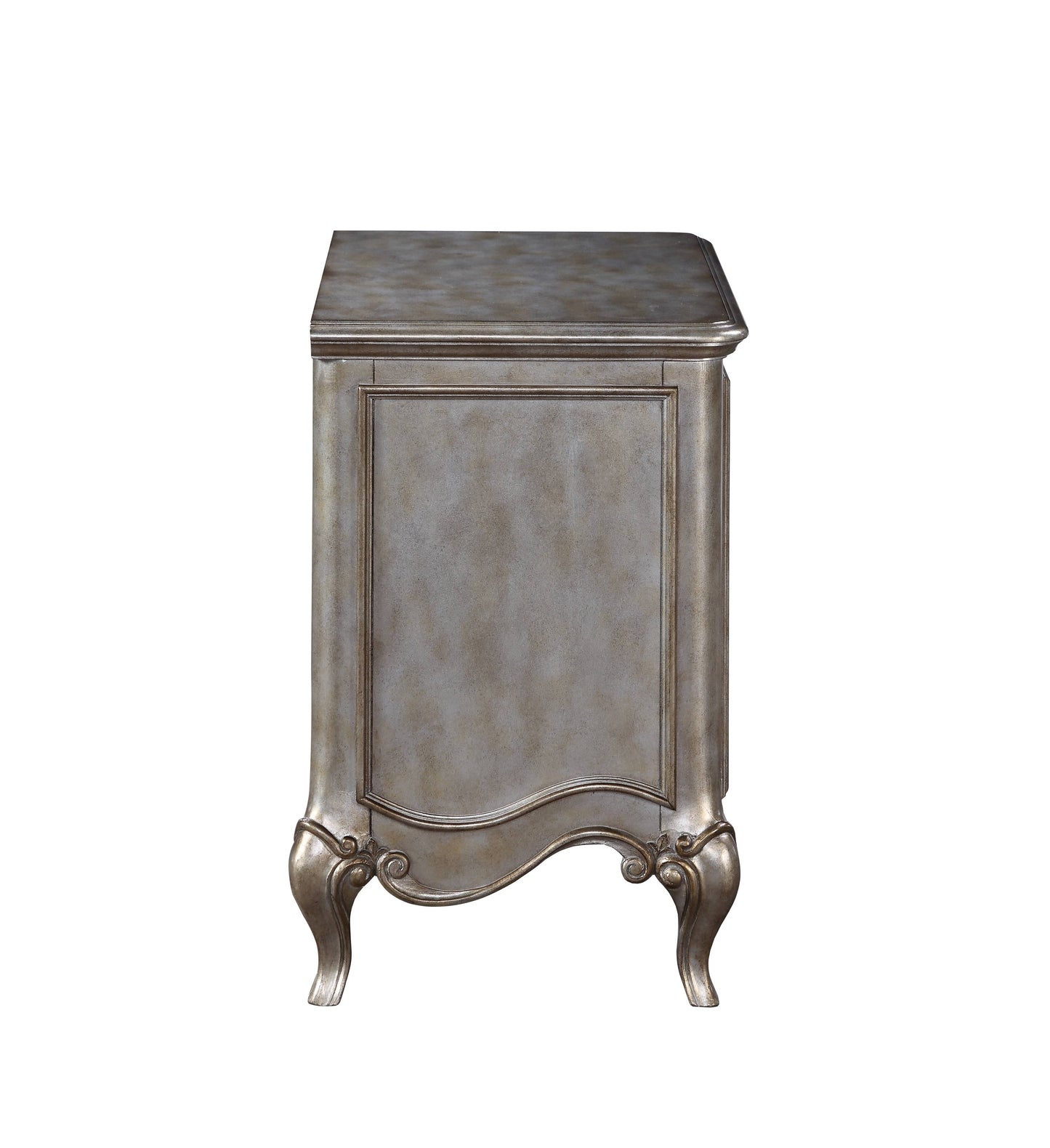 Antique silver ornate nightstand with cabriole legs