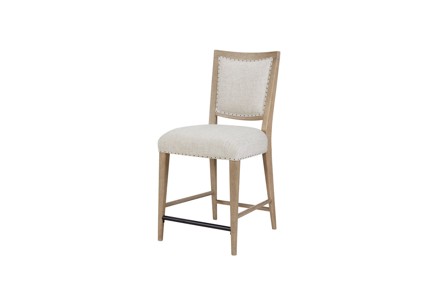 TREATLIFE HOME Set of 2 Upholstered Counter Stools in Sand Color, Comfortable Web Seating, Durable Solid Wood and MDF Construction