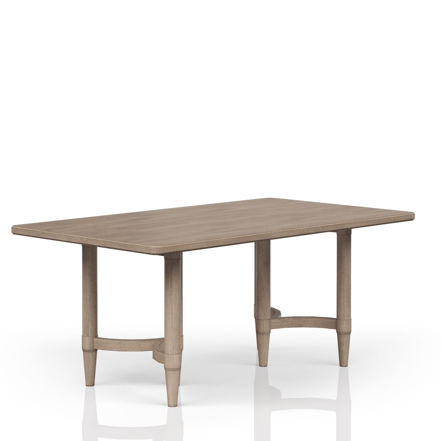 Rectangular oak dining table with carved legs and natural finish