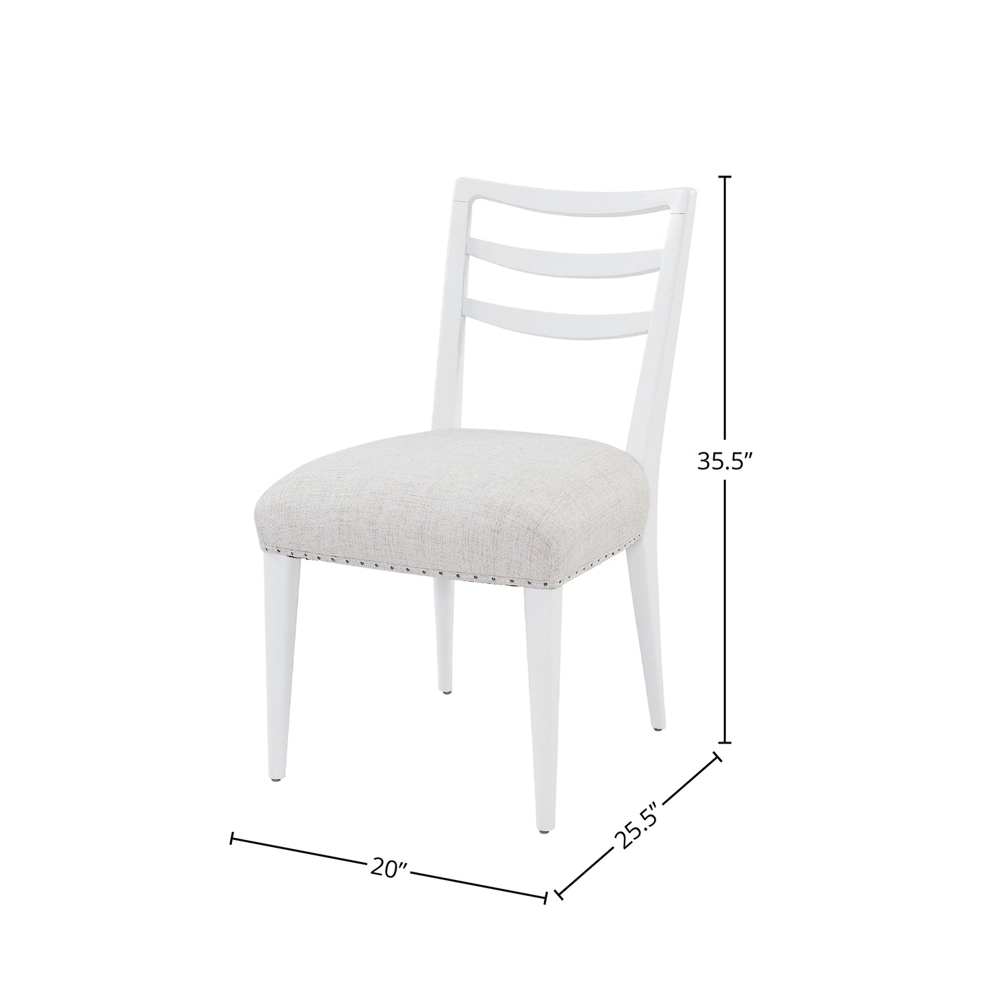 White ladderback dining chair with upholstered seat