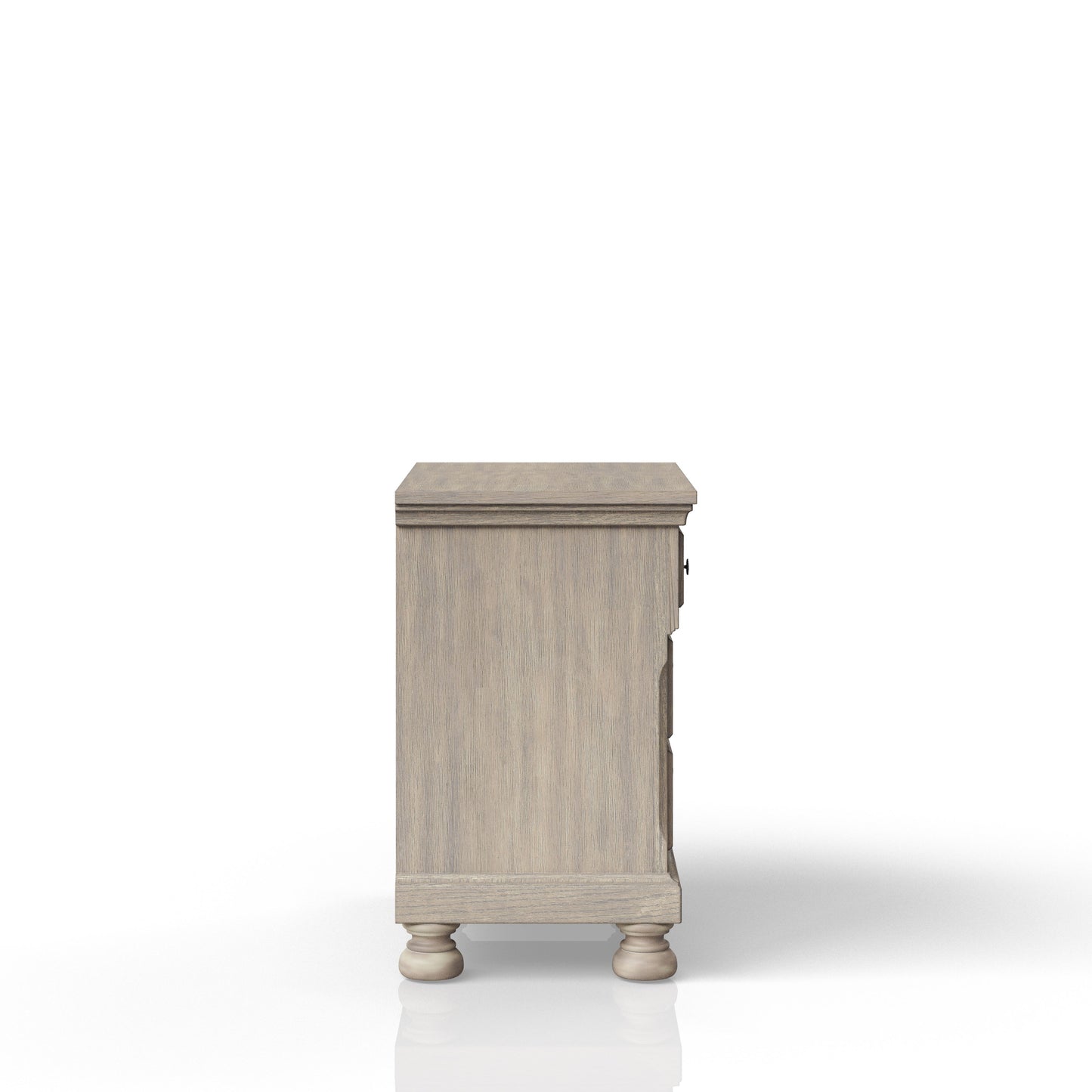 Light oak wood nightstand with carved legs