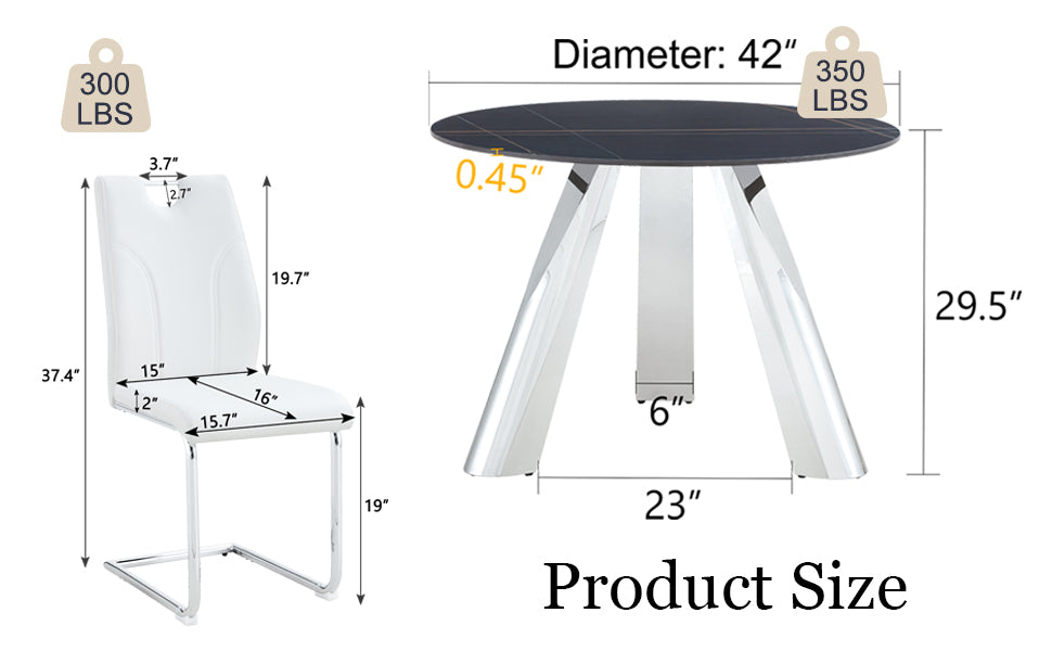 White leather cantilever dining chair with chrome legs height
