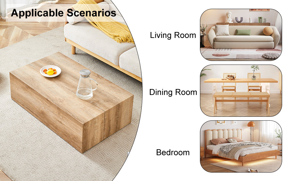 Modern rectangular wood coffee table with minimalist design