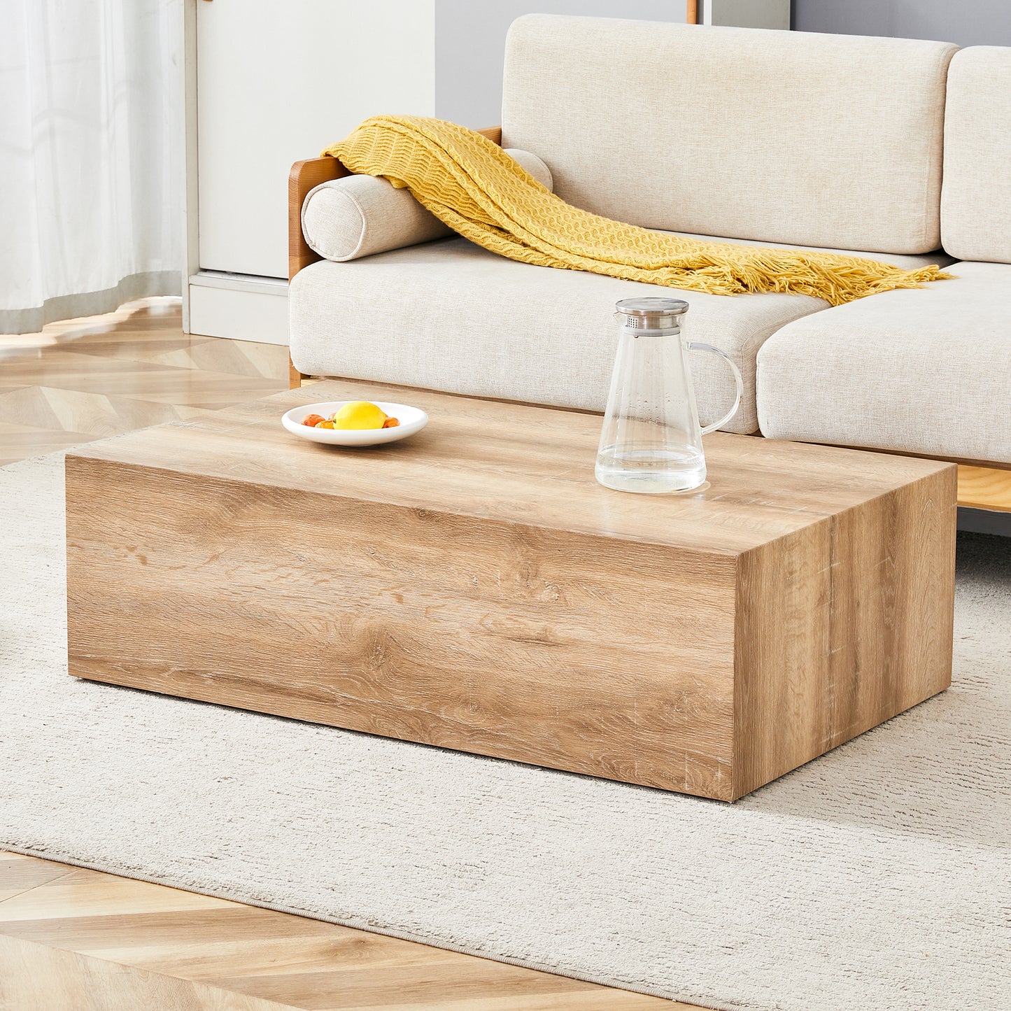Modern oak laminate coffee table