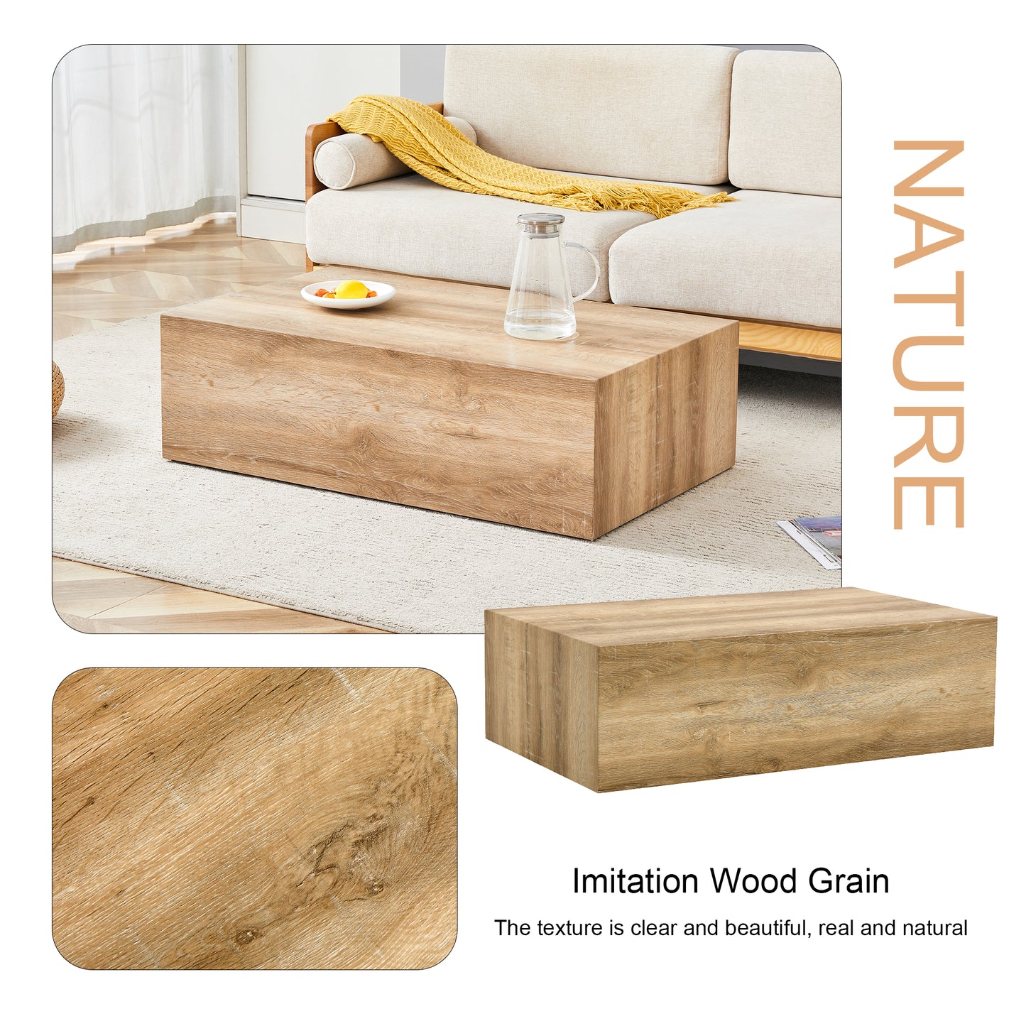 Modern wooden coffee table with clean lines