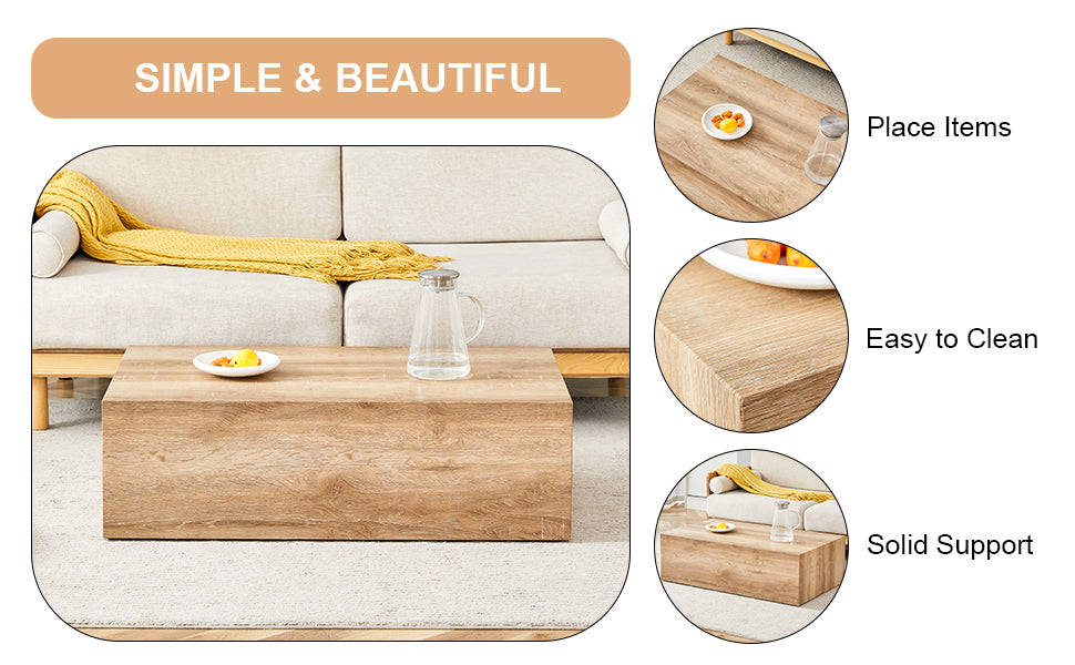 Modern oak veneer coffee table with clean lines
