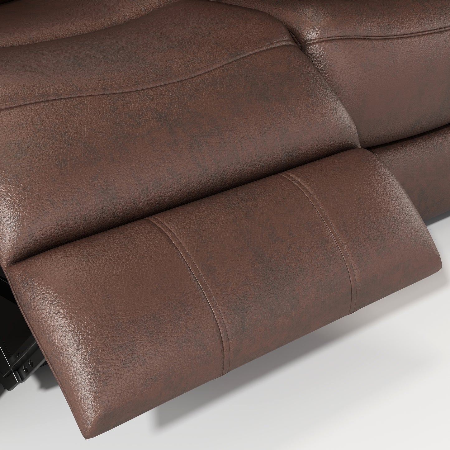 Brown leather recliner with detailed stitching