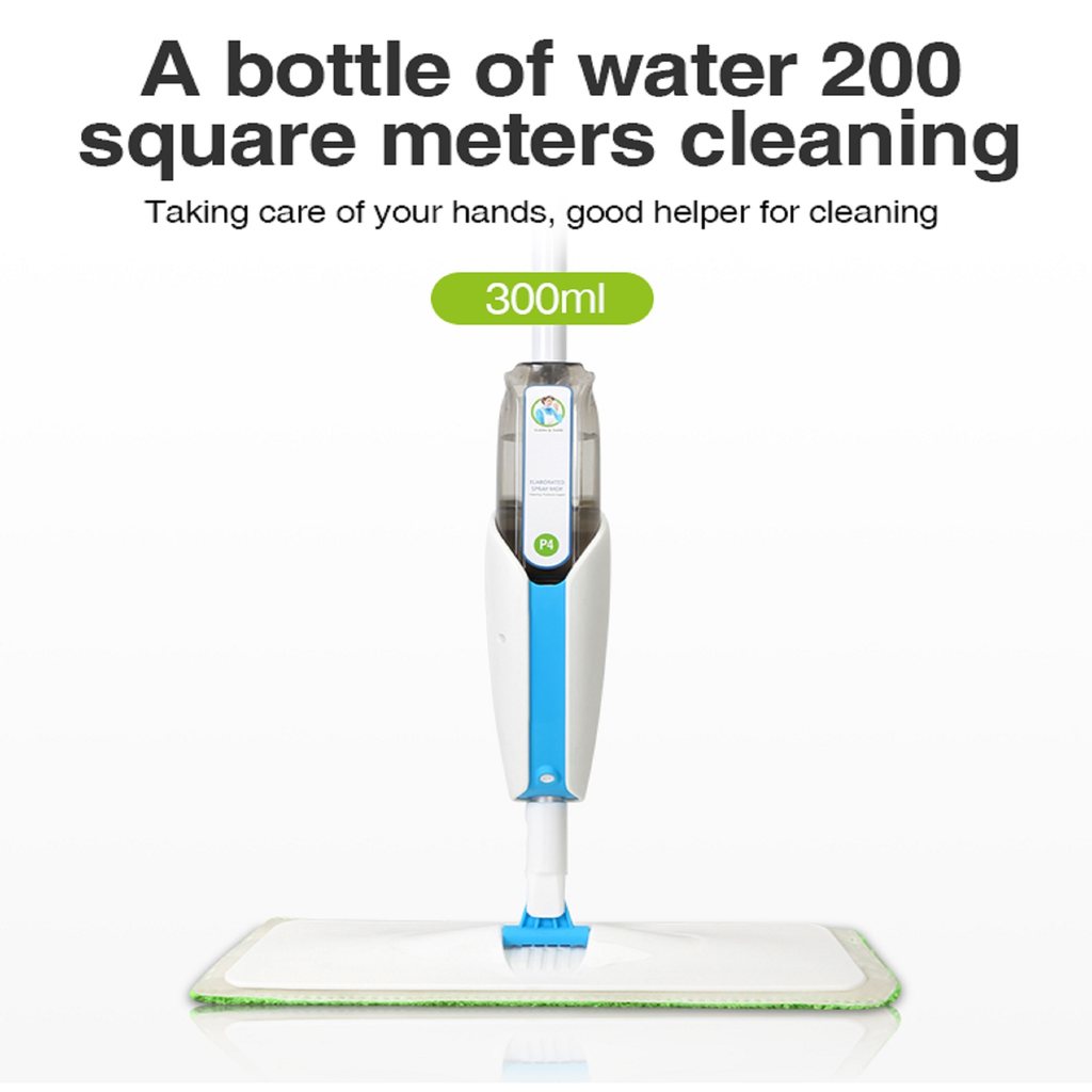 White and blue spray mop with a ml water tank for efficient floor cleaning