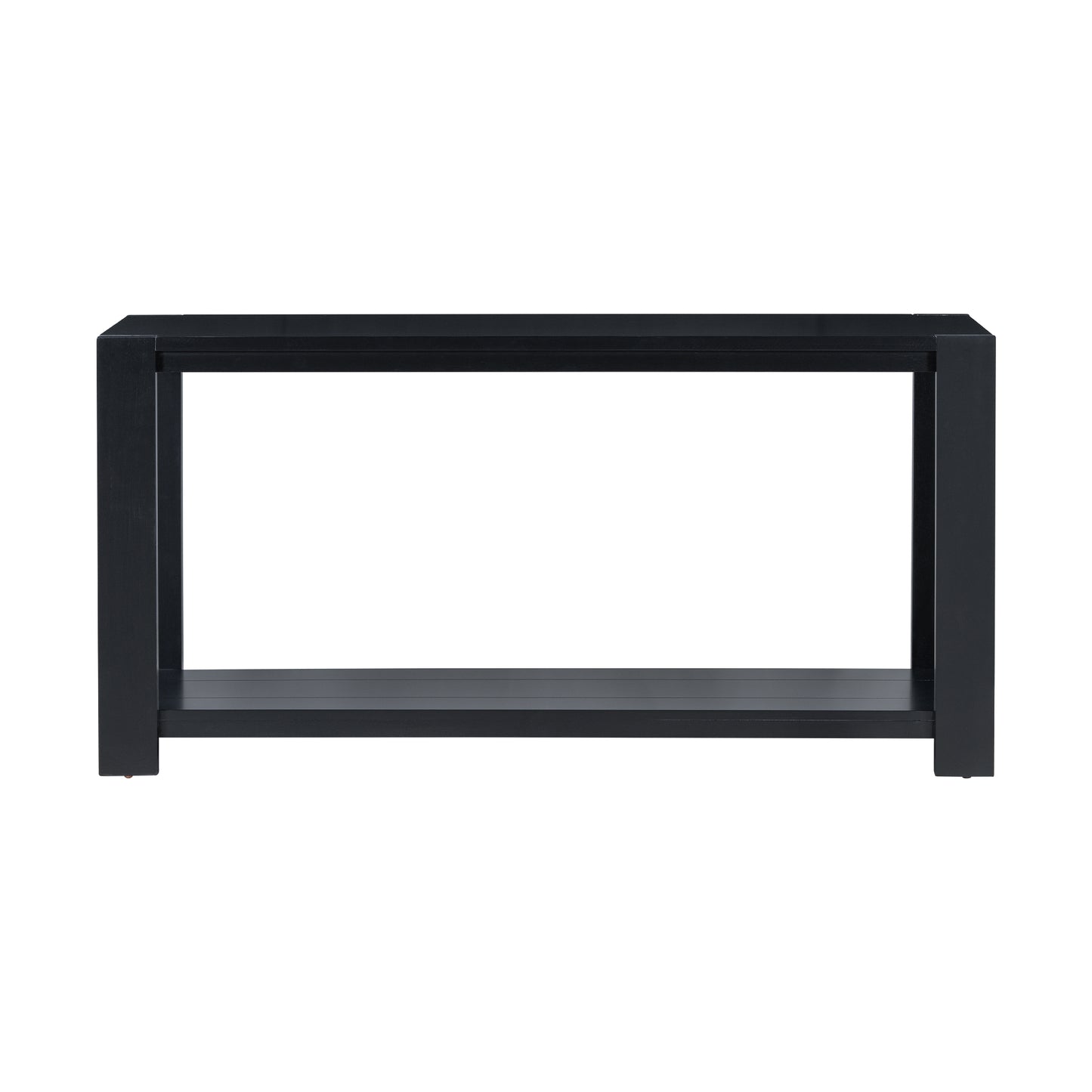 Modern black console table with open shelf