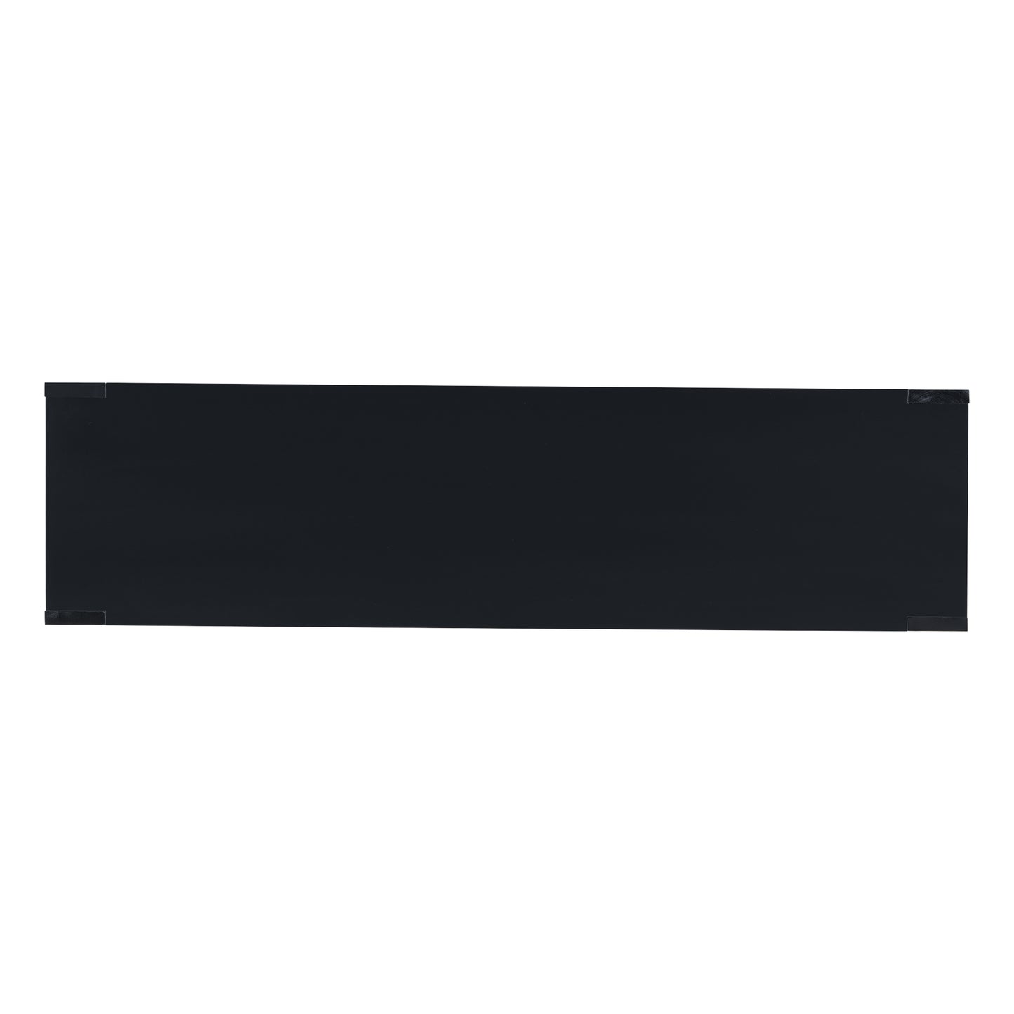 Sleek black minimalist floating shelf with durable metal corner brackets