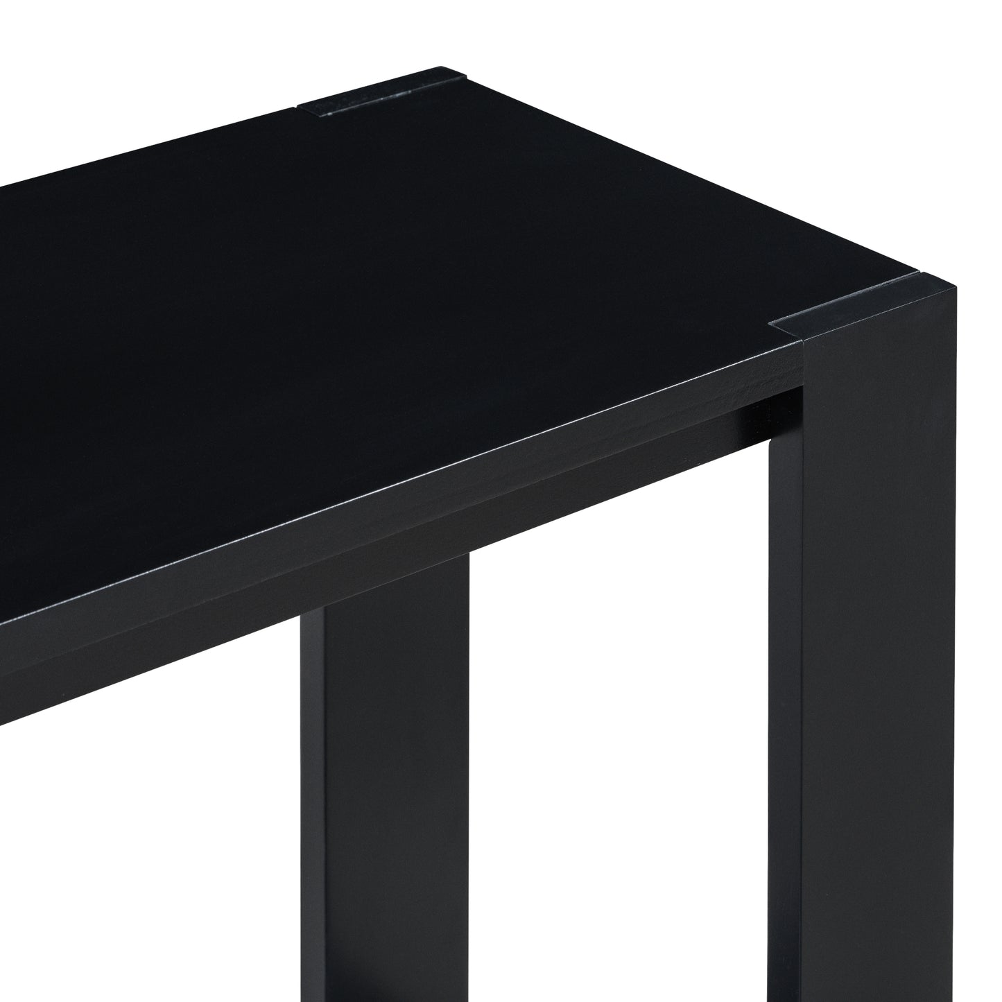 Black modern coffee table corner detail